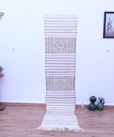 Марокканский ковёр-килим ручной работы «Тифлет» из шерсти, 65 x 294 см, уникальный геометрический узор