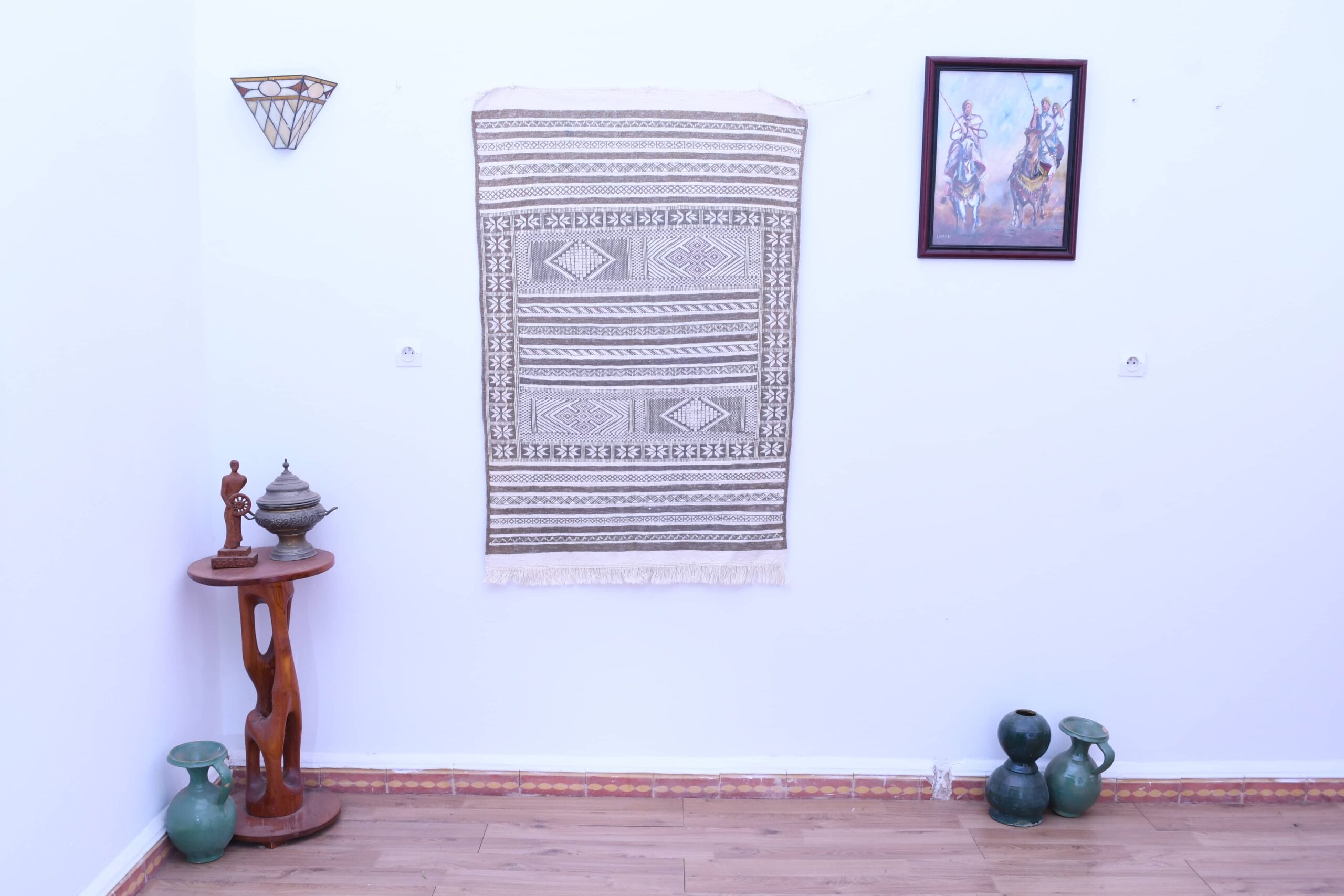 Марокканский ковёр-килим ручной работы «Тифлет» – шерсть, 90 x 137 см, геометрический узор