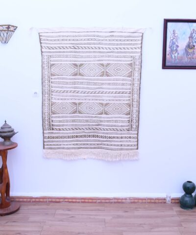 Марокканский ковёр-килим ручной работы, 114x142 см, шерсть, уникальные геометрические узоры