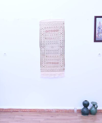 Марокканский ковёр-килим ручной работы, шерсть, 54 x 117 см, уникальный узор