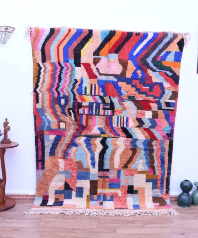 Яркий шерстяной ковер Mrirt Moroccan Rug - 173 x 230 см - абстрактный дизайн ручной работы