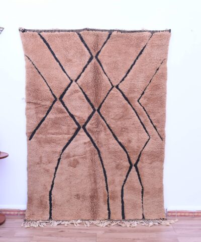 Ковер ручной работы Mrirt из марокканской шерсти, 156 x 213 см, с плюшевым геометрическим узором