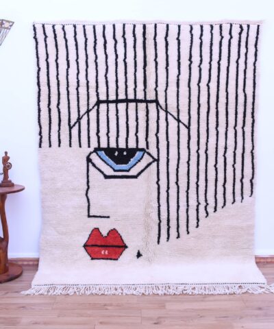 Современный марокканский шерстяной ковер 180x240 см — уникальный дизайн лица, ручная работа