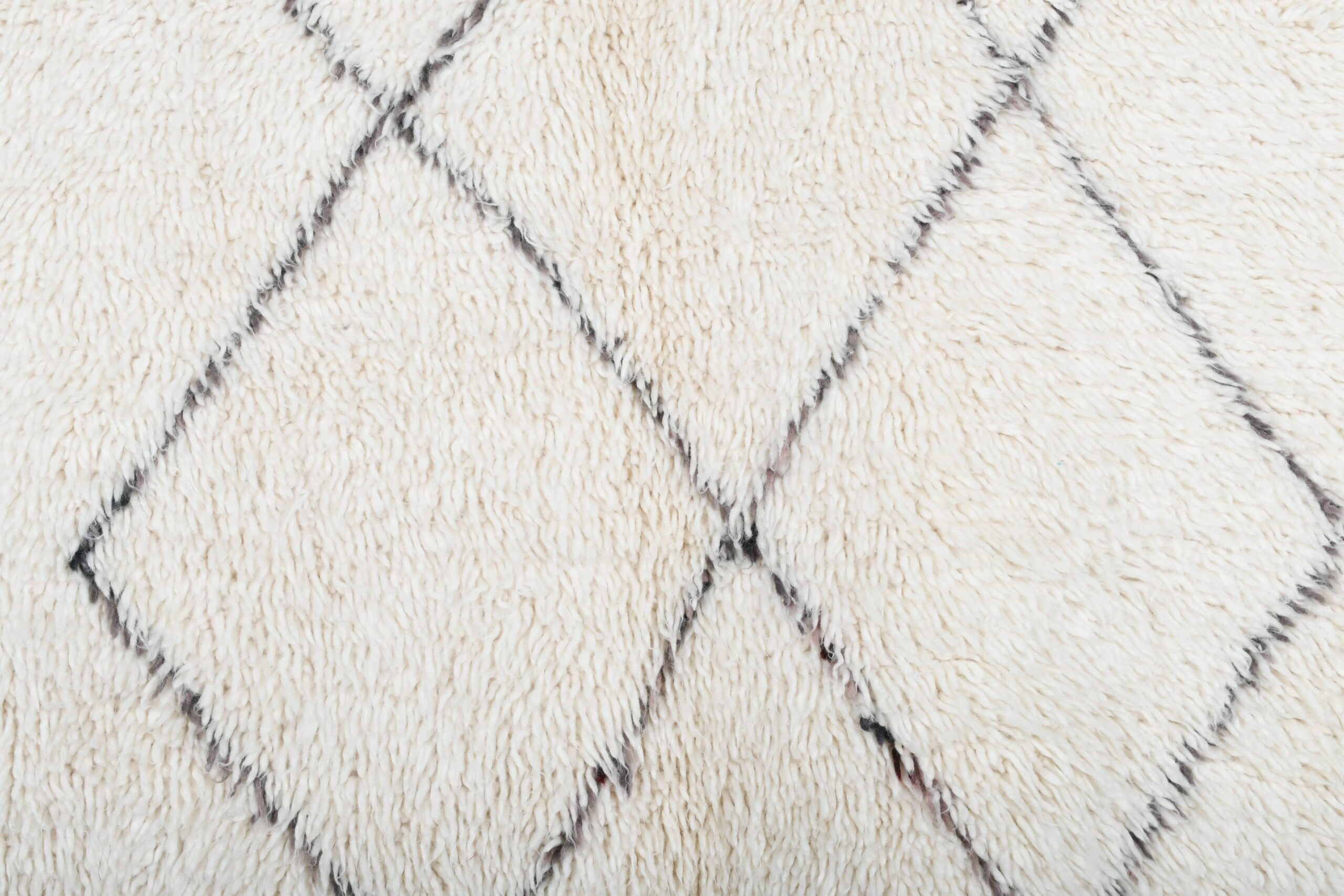 Moroccan Rug Handmade Wool 5x7 - Ivory Neutral Minimalist Boho Area Rug for Living Room Bedroom - Beni Ourain – Bild 4