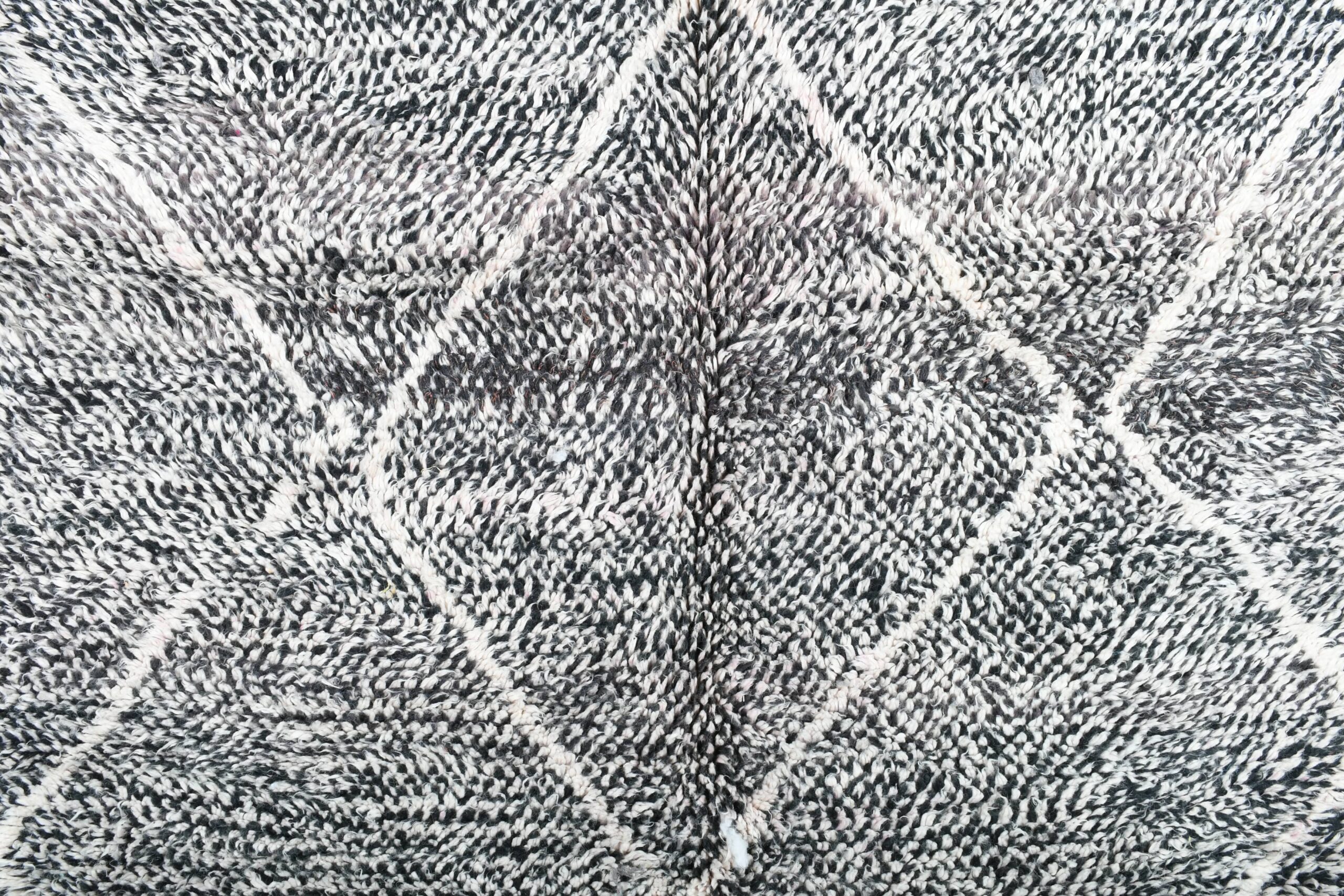 Moroccan Rug Handmade Wool 6x10 - Neutral Black White Minimalist Area Rug for Living Room Bedroom - Beni Ourain - Imagen 3