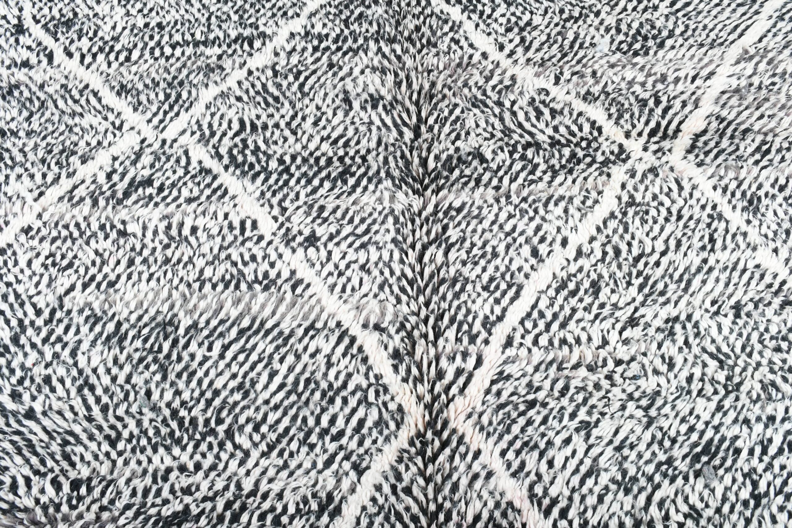 Moroccan Rug Handmade Wool 6x10 - Neutral Black White Minimalist Area Rug for Living Room Bedroom - Beni Ourain - Imagen 5