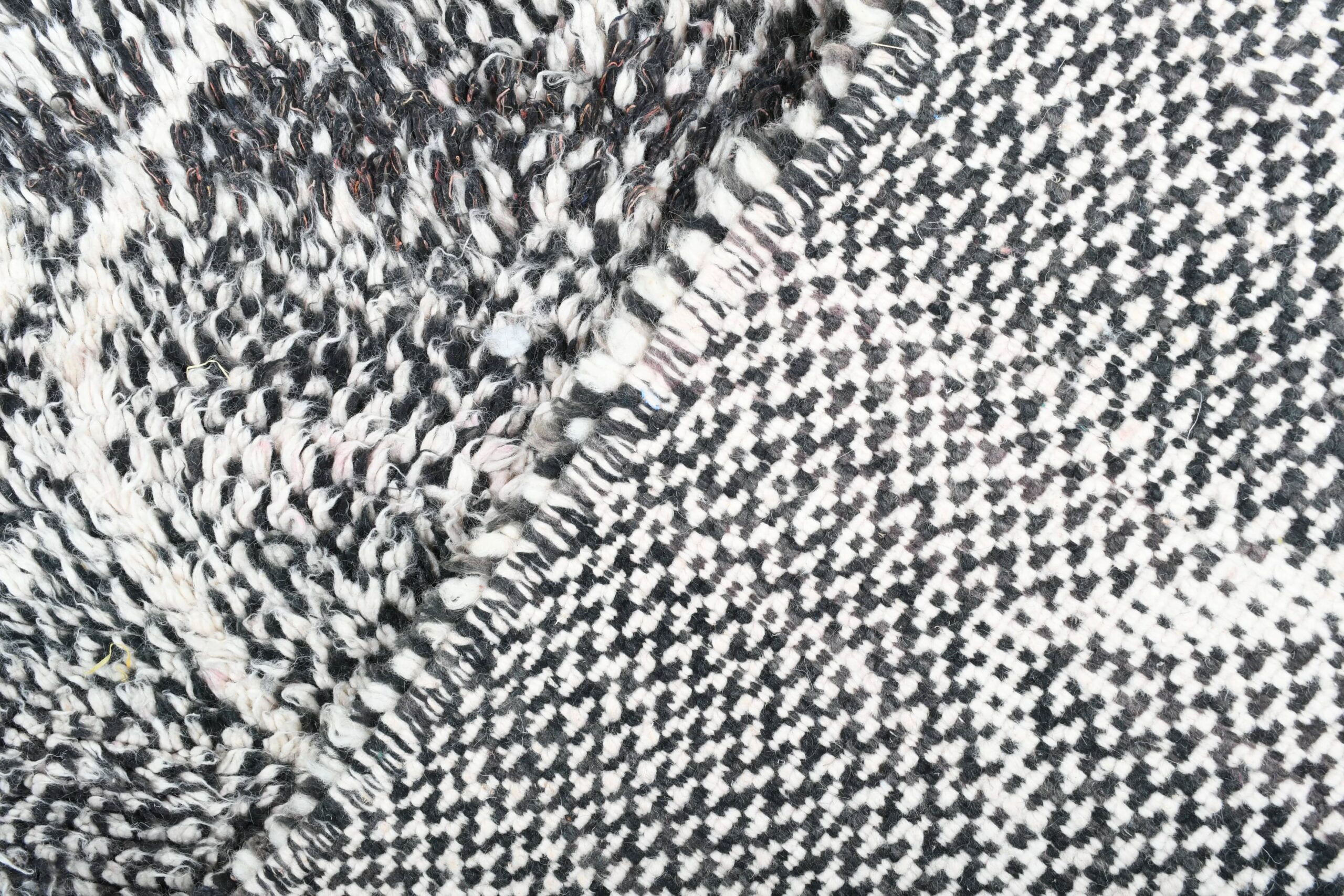 Moroccan Rug Handmade Wool 6x10 - Neutral Black White Minimalist Area Rug for Living Room Bedroom - Beni Ourain - Imagen 10