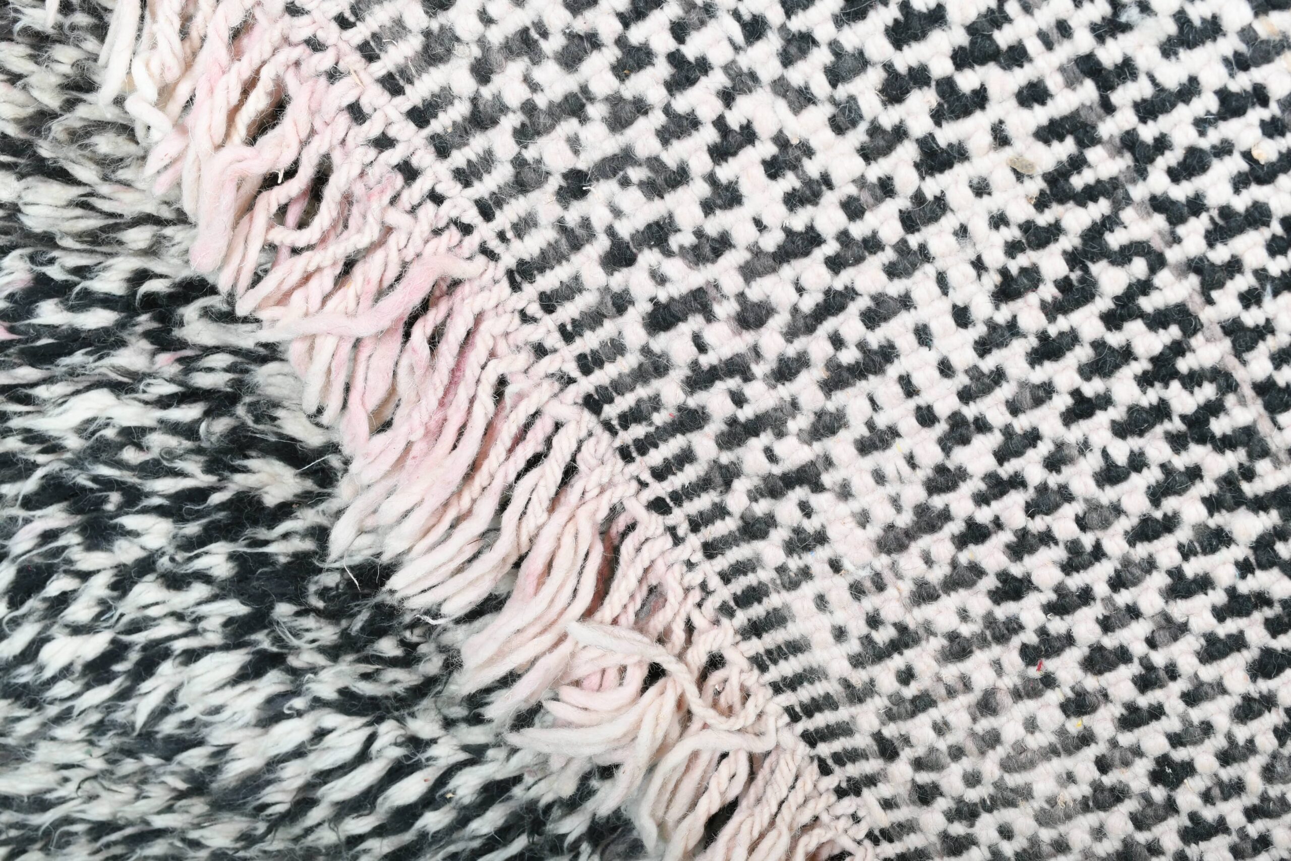 Moroccan Rug Handmade Wool 6x10 - Neutral Black White Minimalist Area Rug for Living Room Bedroom - Beni Ourain - Imagen 11