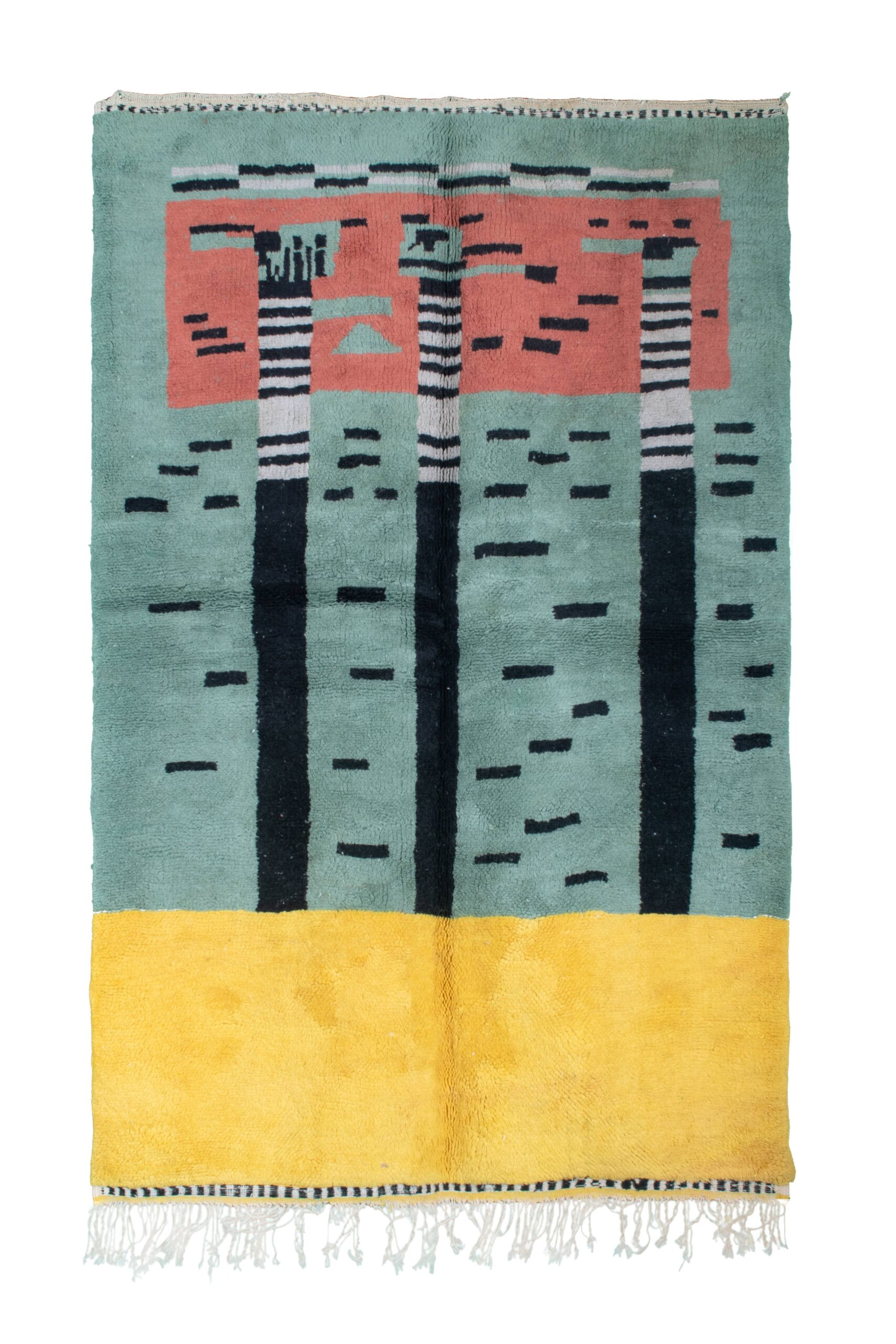 Moroccan Rug Handmade Wool 5x8 - Teal Yellow Modern Boho Area Rug for Living Room Bedroom - Mrirt - الصورة 2