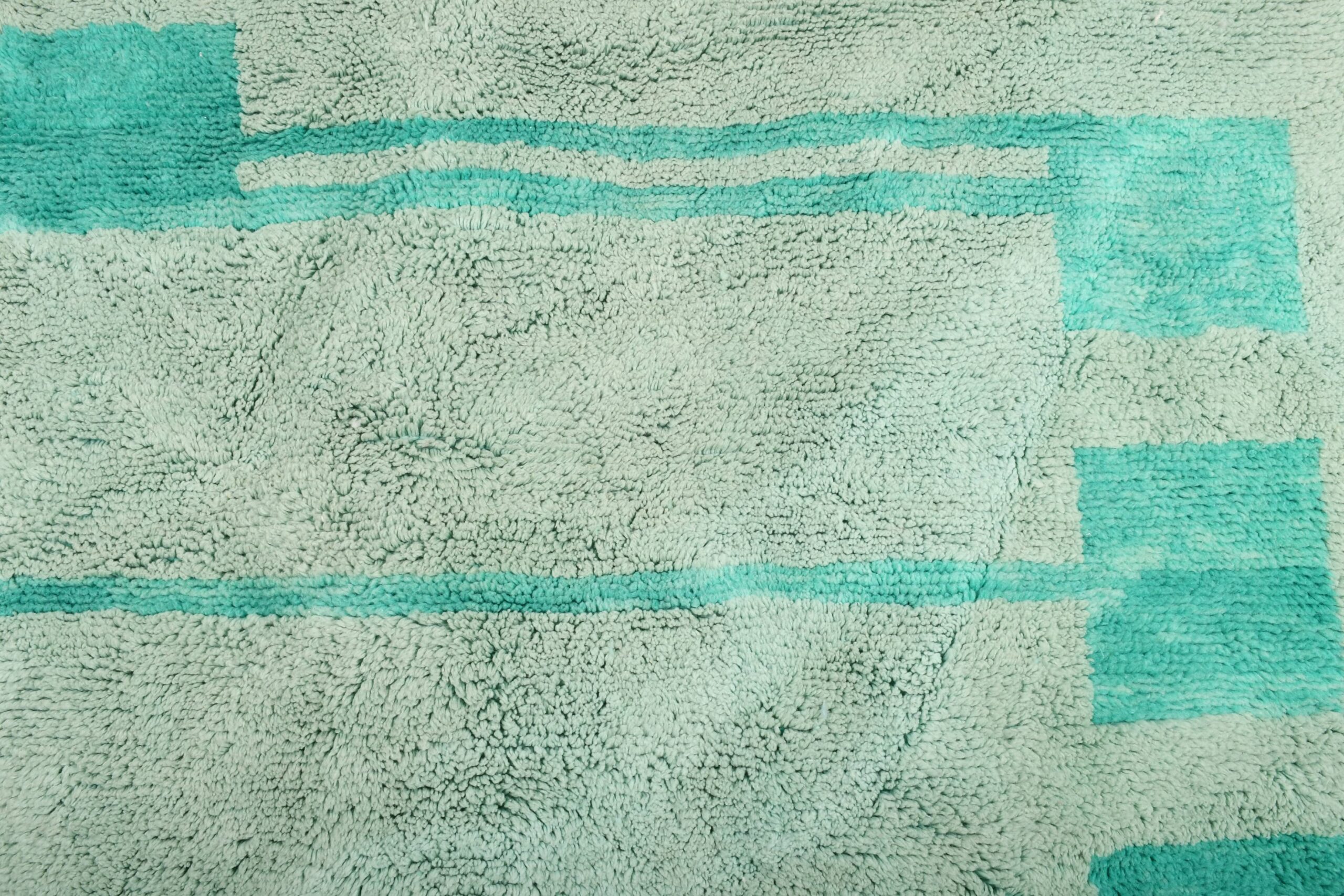 Moroccan Rug Handmade Wool 6x8 - Neutral Mint Teal Modern Boho Area Rug for Living Room Bedroom - Mrirt - الصورة 4
