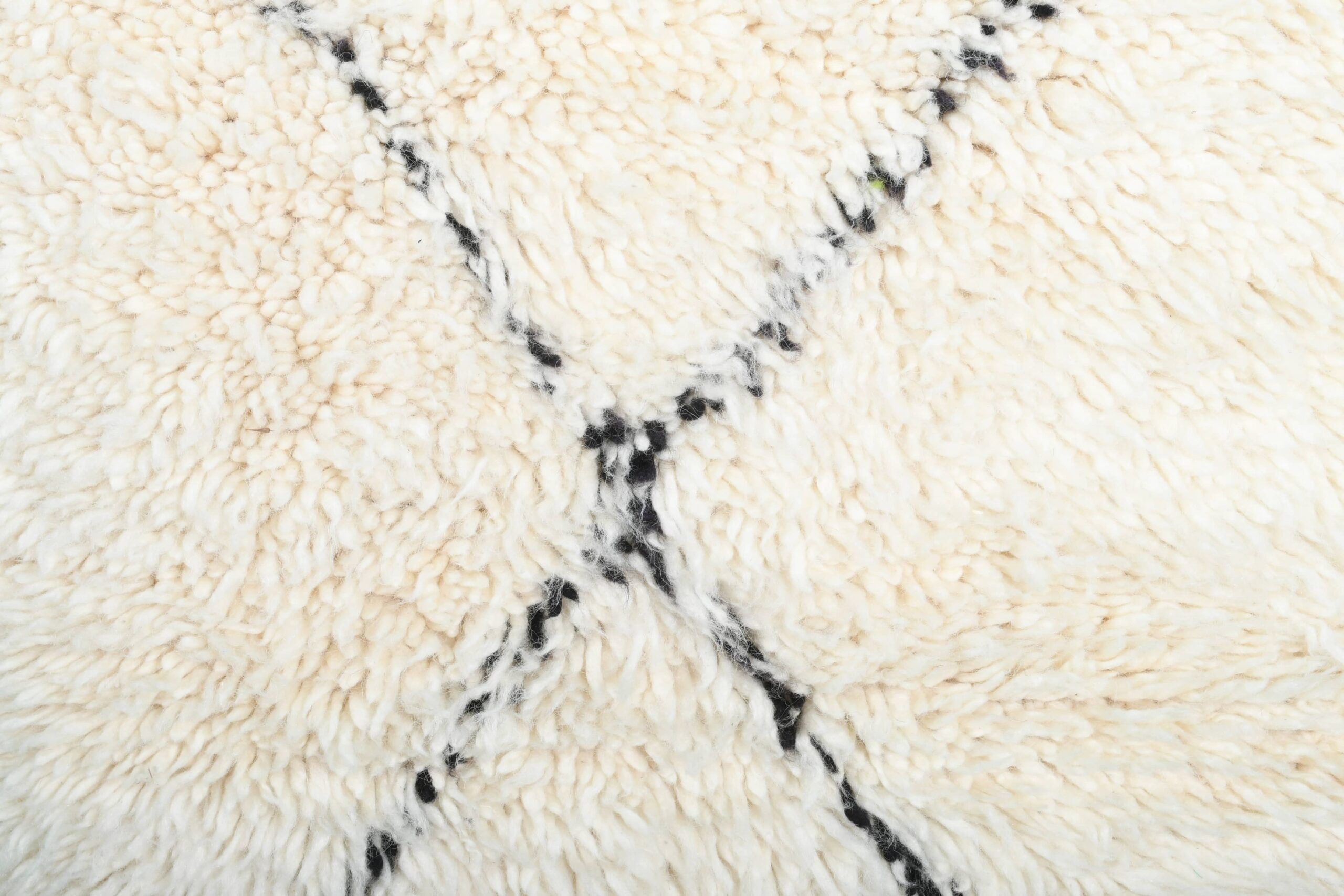 Moroccan Rug Handmade Wool 2x4 - Ivory Black Minimalist Boho Area Rug for Bedroom Entryway Beni Ourain - Imagen 3