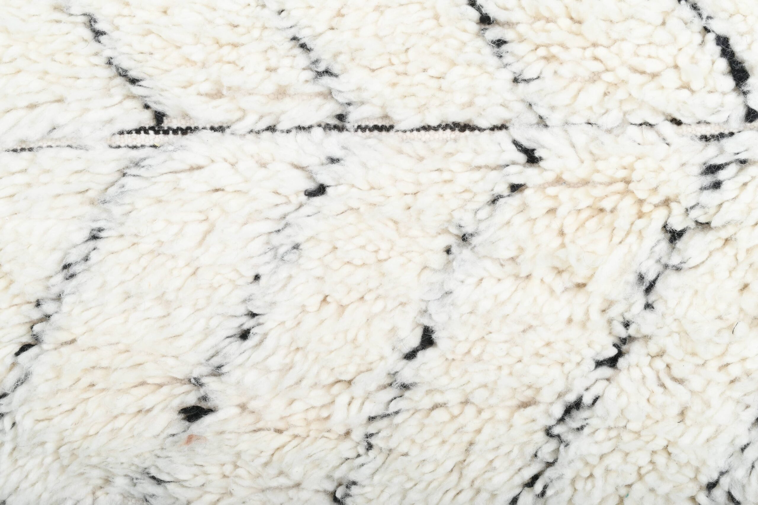 Moroccan Rug Handmade Wool 2x4 - Ivory Black Minimalist Boho Area Rug for Bedroom Entryway Beni Ourain - Imagen 3