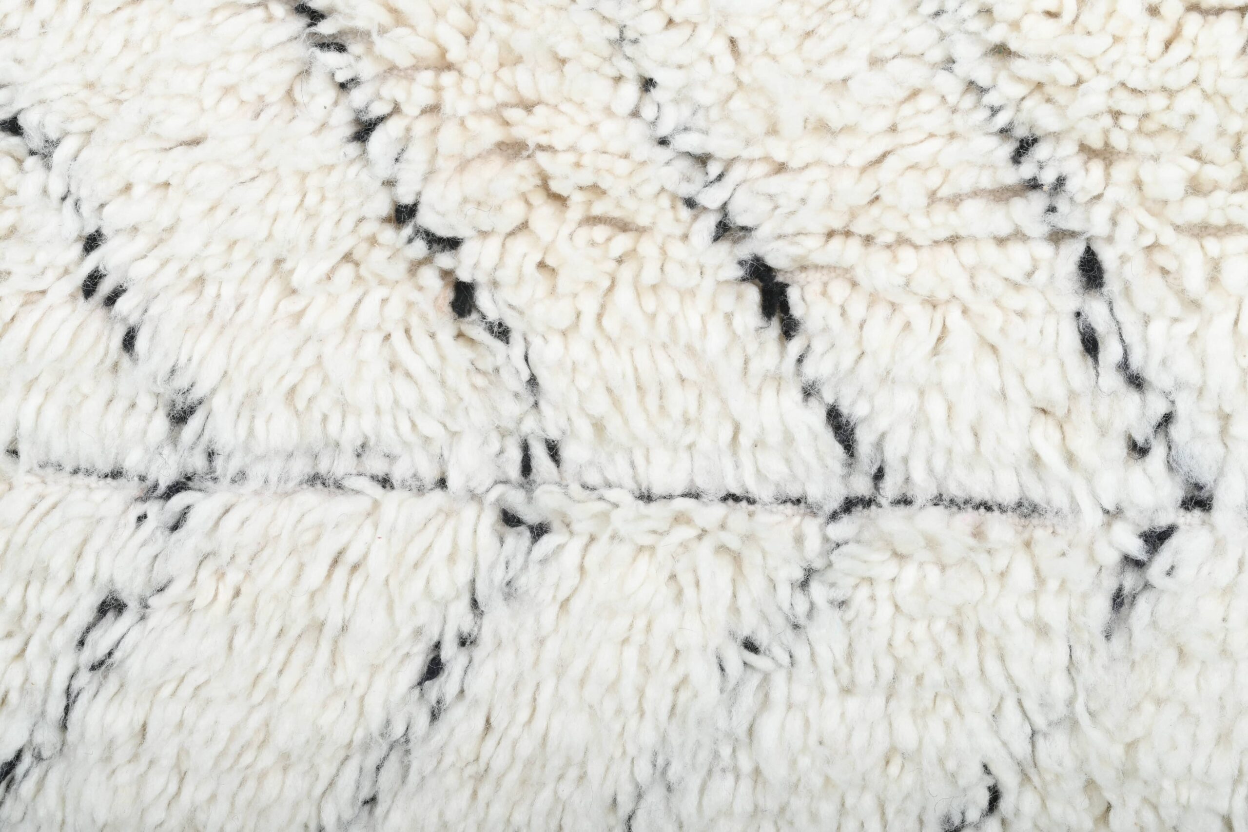 Moroccan Rug Handmade Wool 2x4 - Ivory Black Minimalist Boho Area Rug for Bedroom Entryway Beni Ourain - Imagen 4