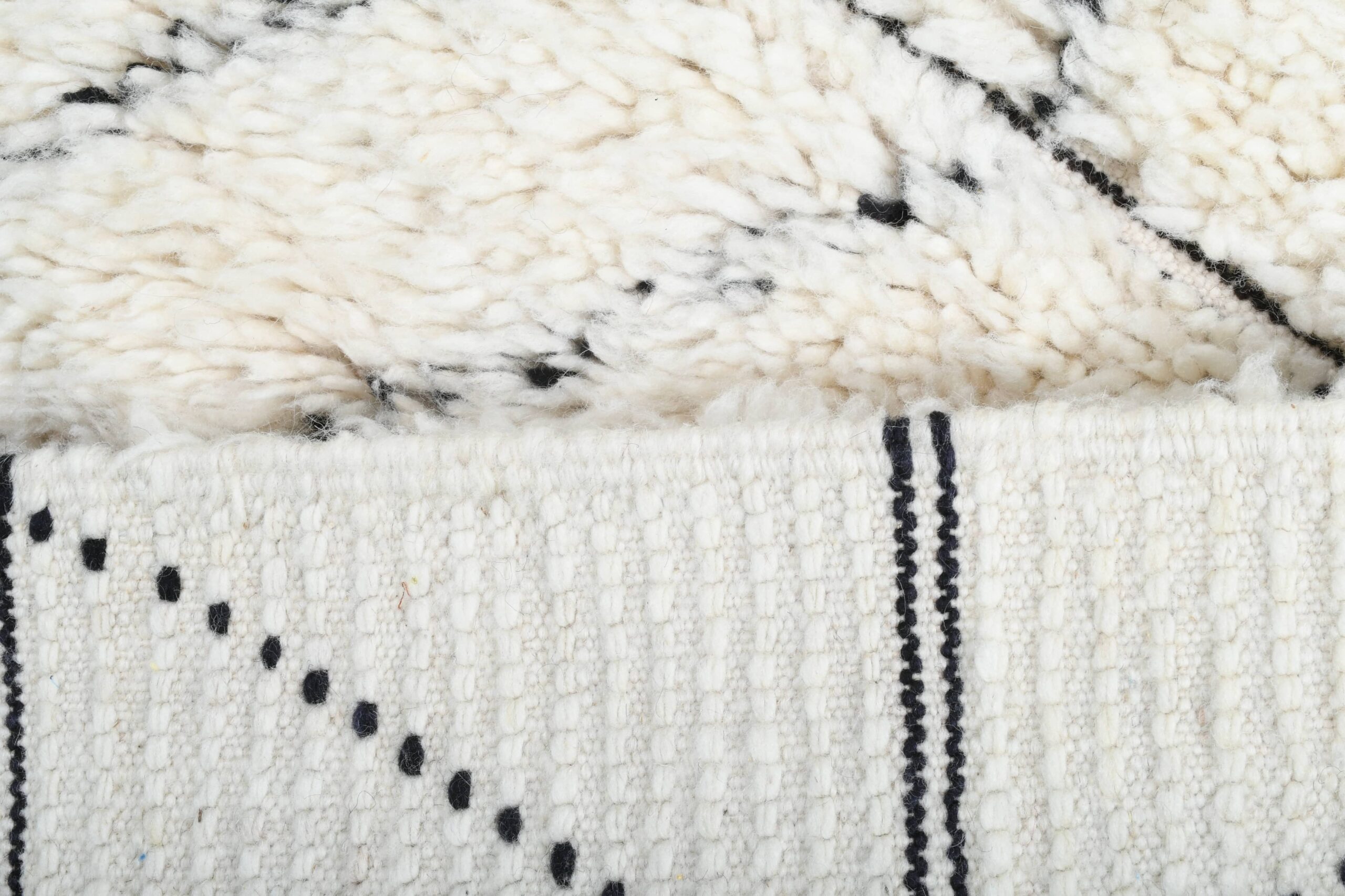 Moroccan Rug Handmade Wool 2x4 - Ivory Black Minimalist Boho Area Rug for Bedroom Entryway Beni Ourain - Imagen 10