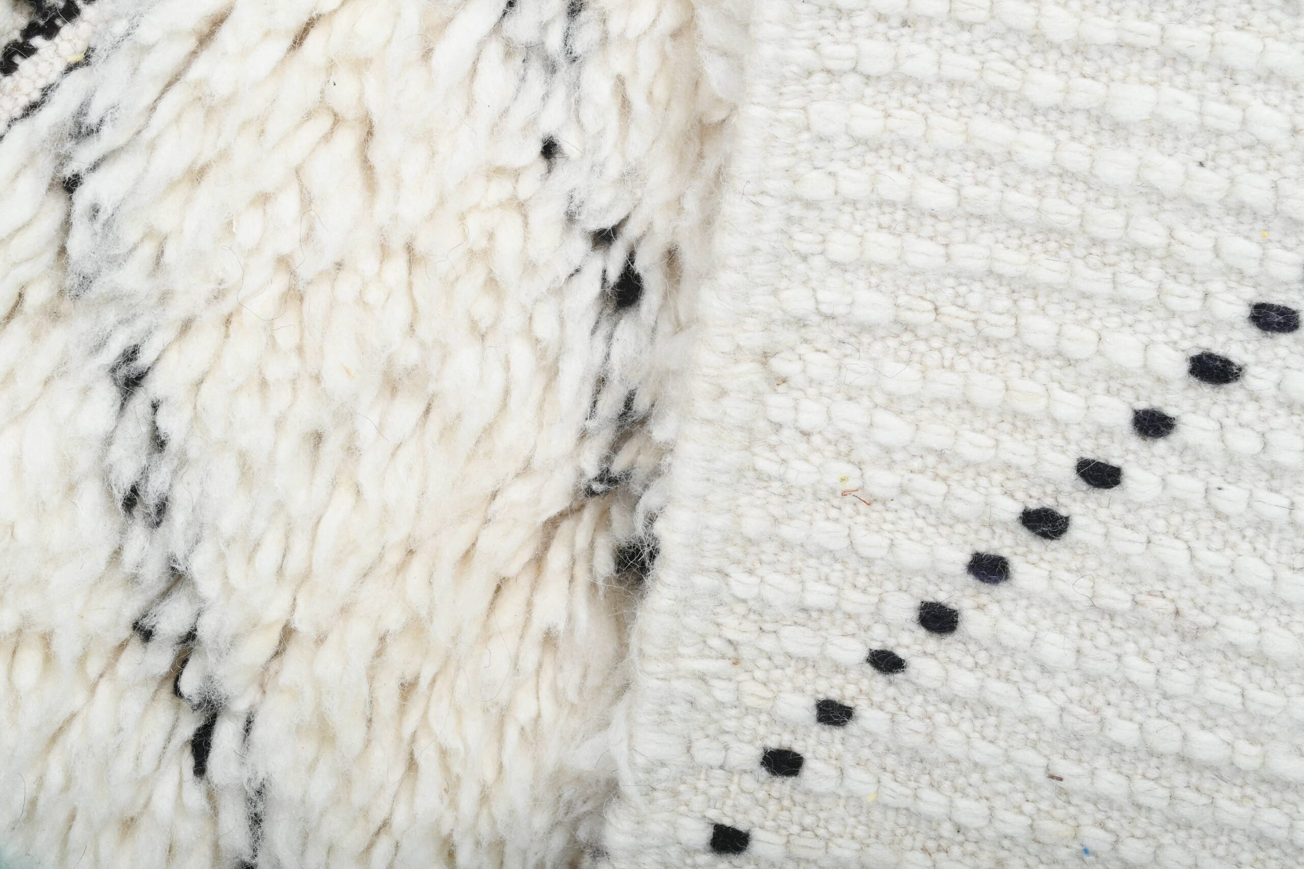 Moroccan Rug Handmade Wool 2x4 - Ivory Black Minimalist Boho Area Rug for Bedroom Entryway Beni Ourain - Imagen 11