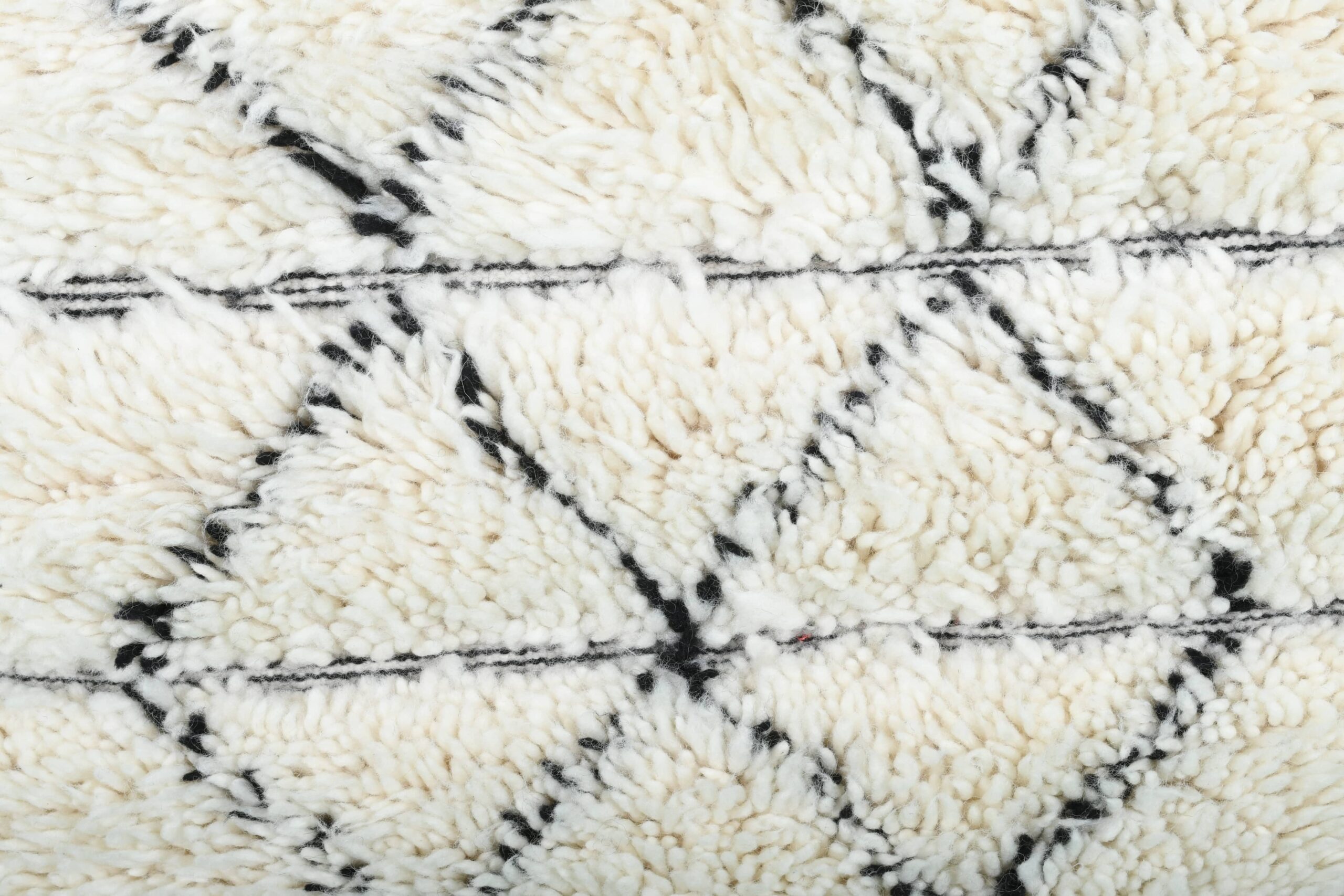 Moroccan Rug Handmade Wool 2x4 - Ivory Black Minimalist Boho Area Rug for Living Room Bedroom - Beni Ourain - Bild 5