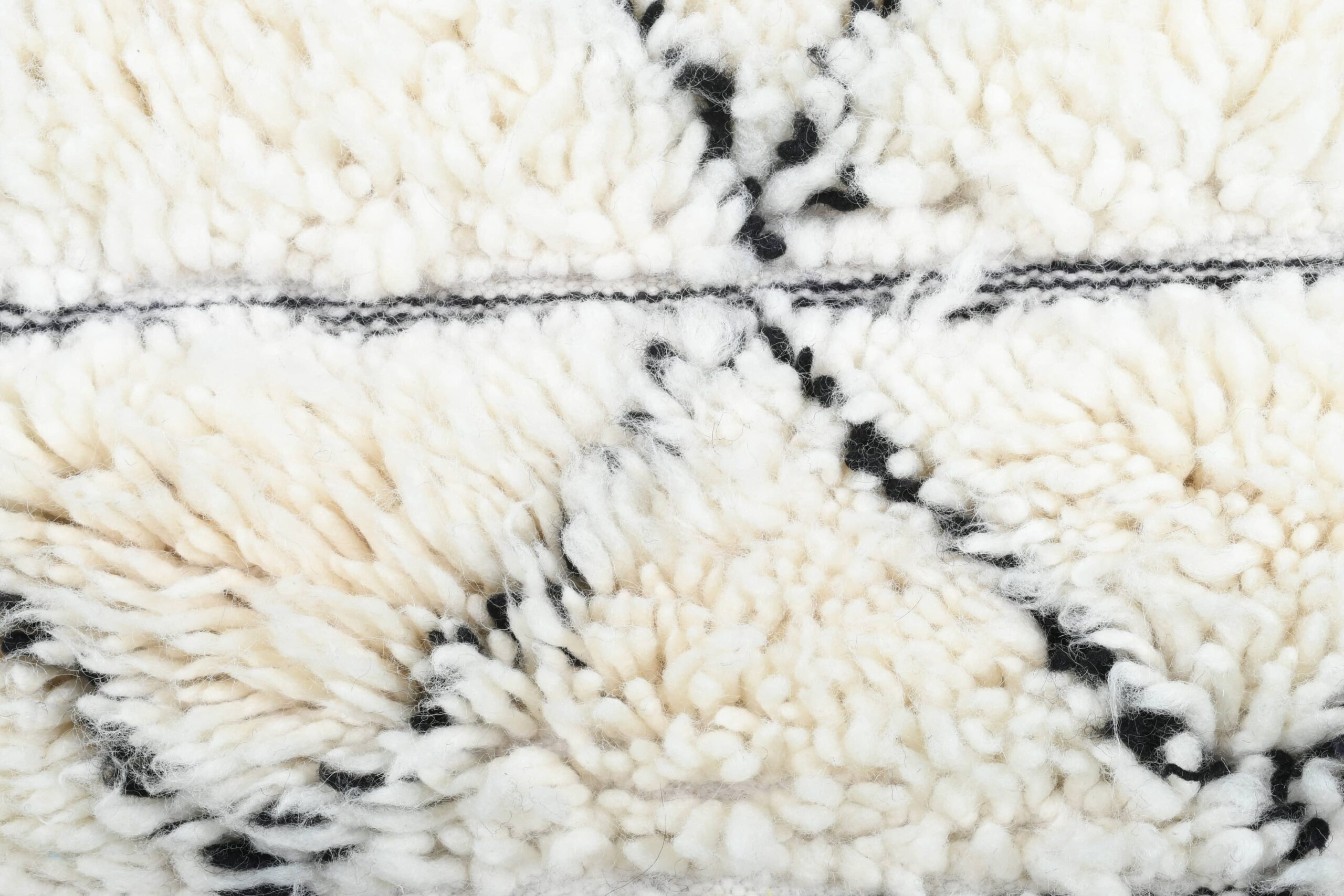 Moroccan Rug Handmade Wool 2x4 - Ivory Black Minimalist Boho Area Rug for Living Room Bedroom - Beni Ourain - Bild 6