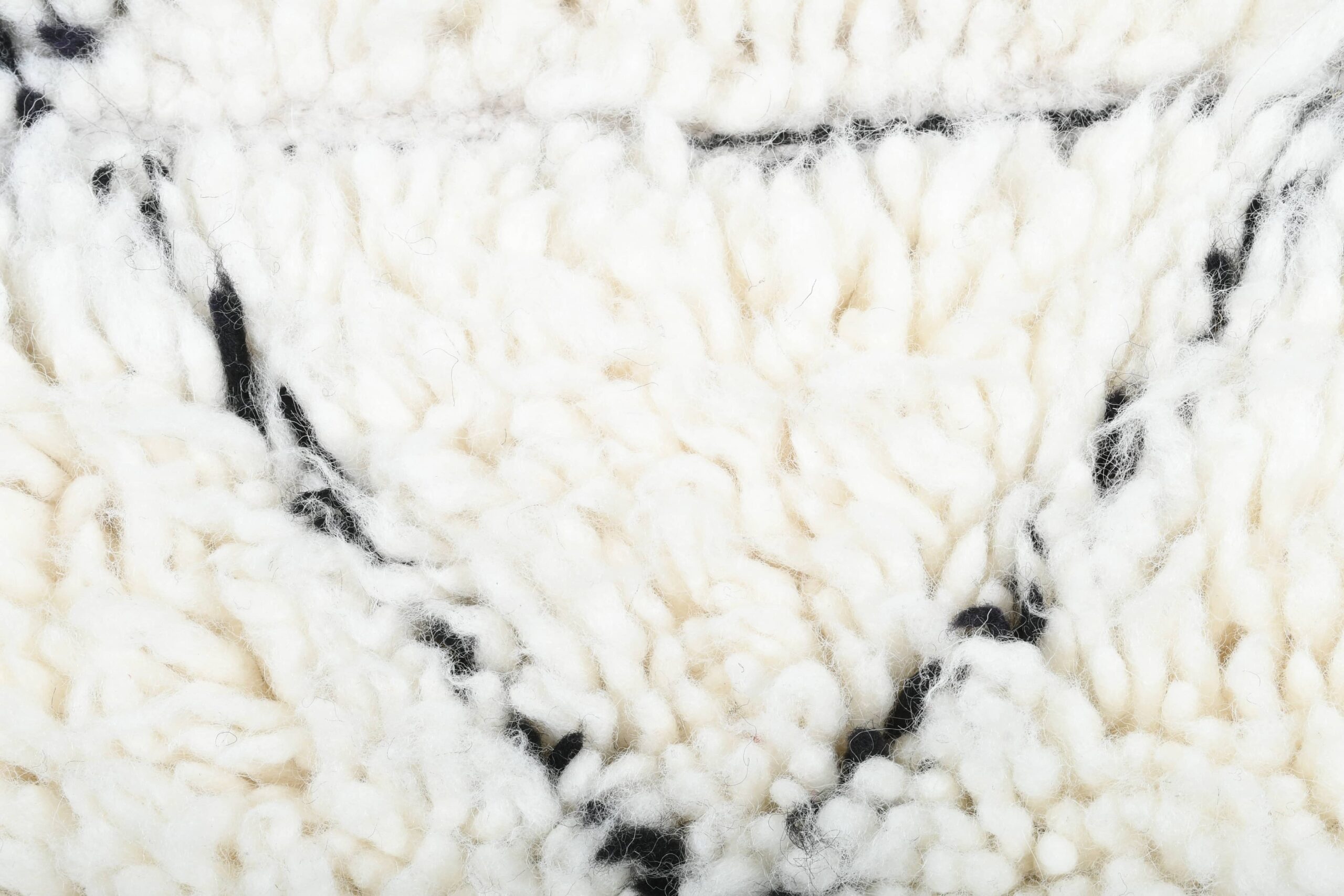 Moroccan Rug Handmade Wool 2x4 - Ivory Black Minimalist Boho Area Rug for Living Room Bedroom - Beni Ourain - Bild 7