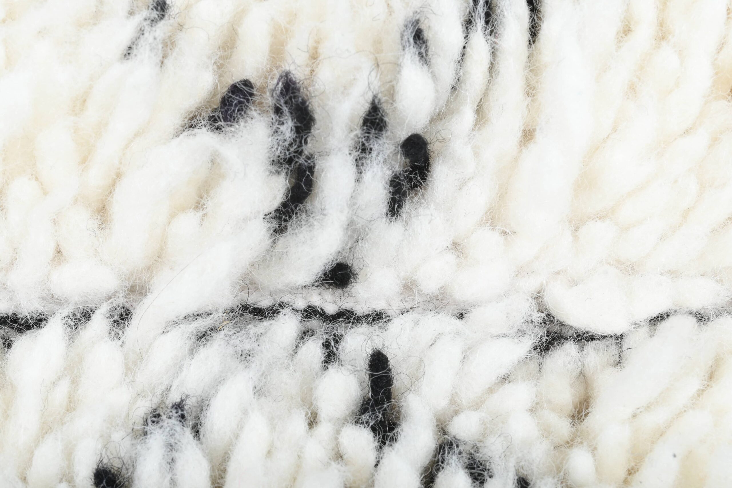 Moroccan Rug Handmade Wool 2x4 - Ivory Black Minimalist Boho Area Rug for Living Room Bedroom - Beni Ourain - Bild 9