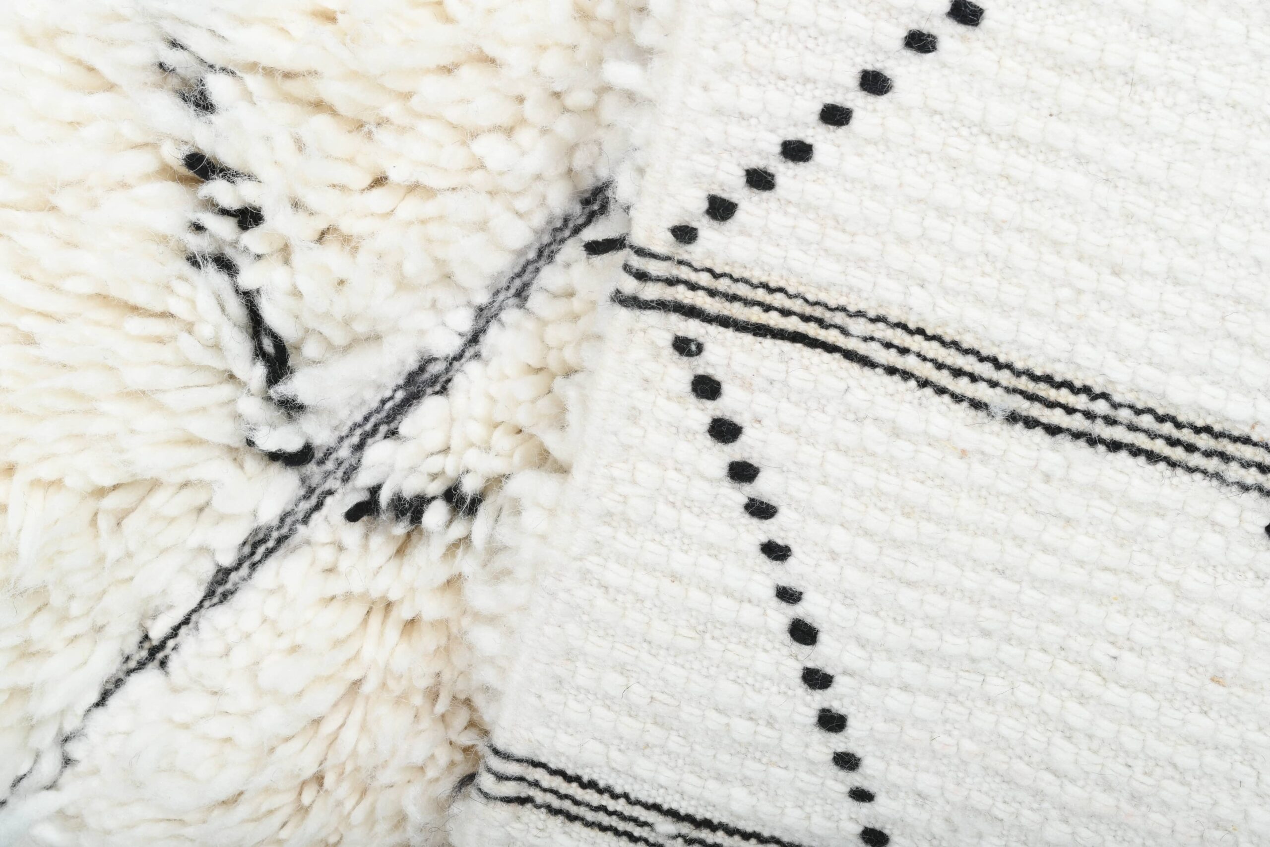 Moroccan Rug Handmade Wool 2x4 - Ivory Black Minimalist Boho Area Rug for Living Room Bedroom - Beni Ourain - Bild 10