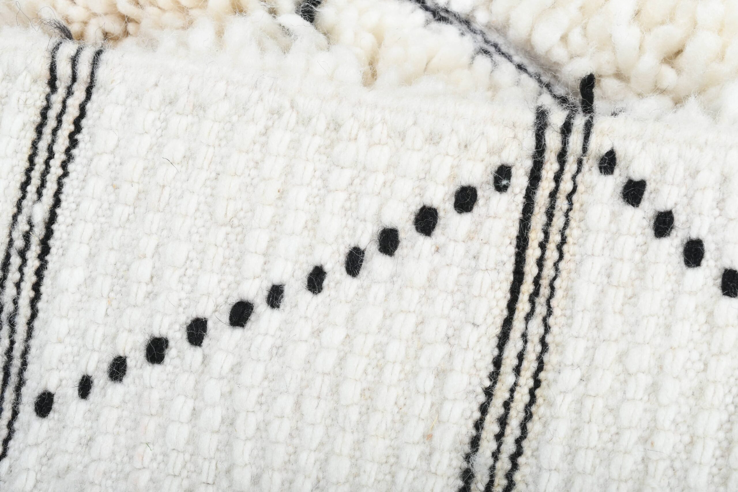 Moroccan Rug Handmade Wool 2x4 - Ivory Black Minimalist Boho Area Rug for Living Room Bedroom - Beni Ourain - Bild 11