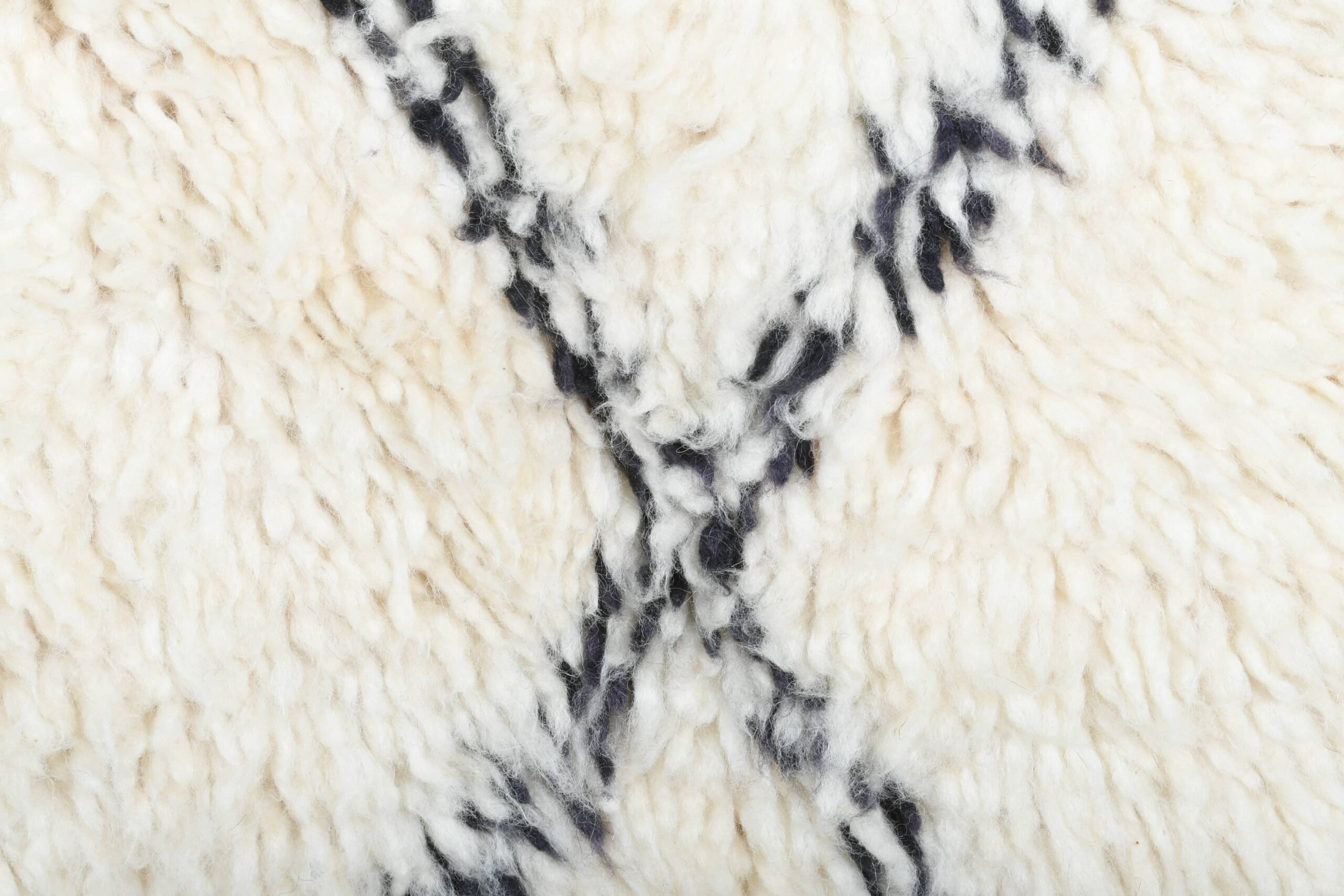 Moroccan Rug Handmade Wool 2x4 - Ivory Black Minimalist Boho Area Rug for Bedroom Entryway Beni Ourain - Imagen 3