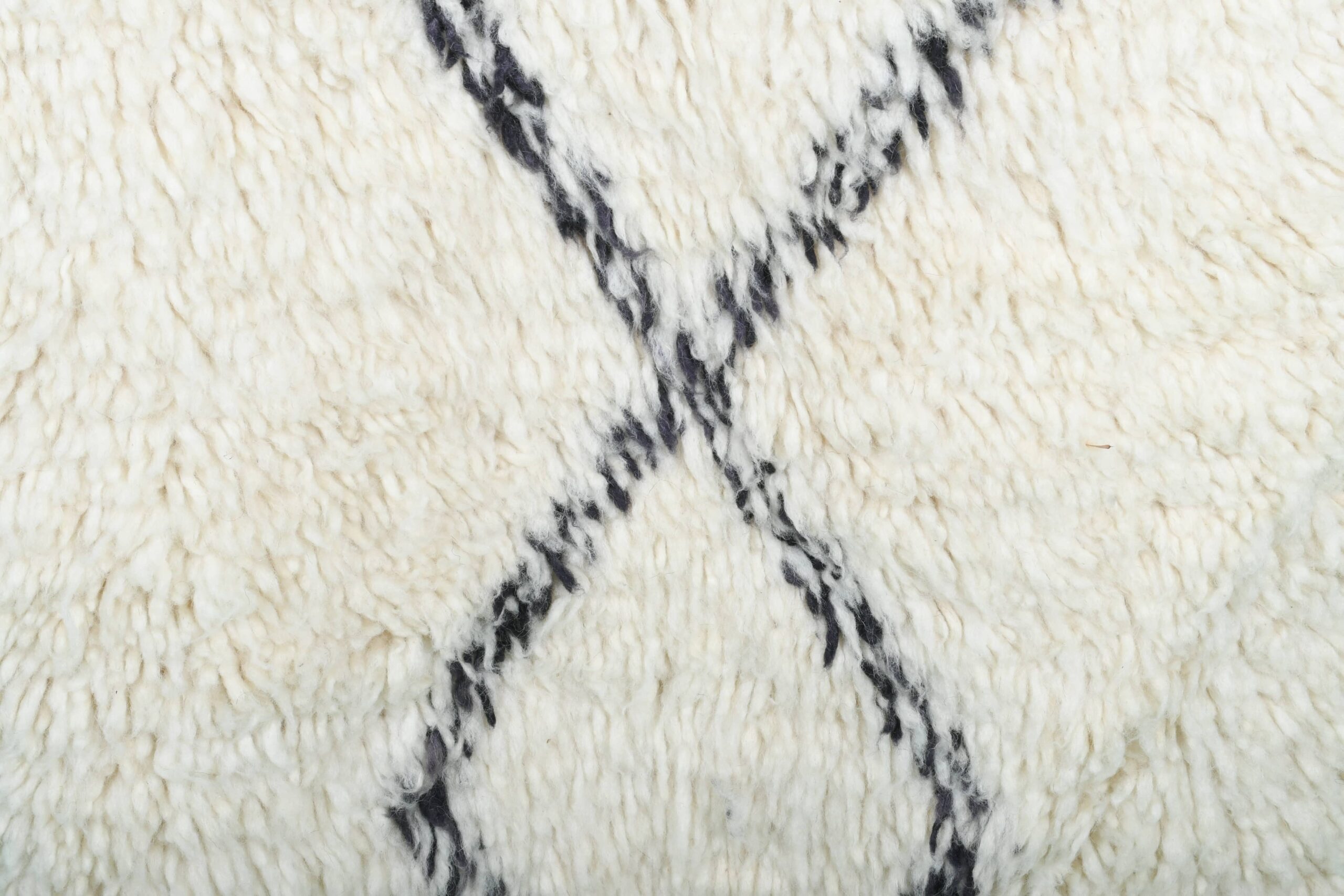 Moroccan Rug Handmade Wool 2x4 - Ivory Black Minimalist Boho Area Rug for Bedroom Entryway Beni Ourain - Imagen 6