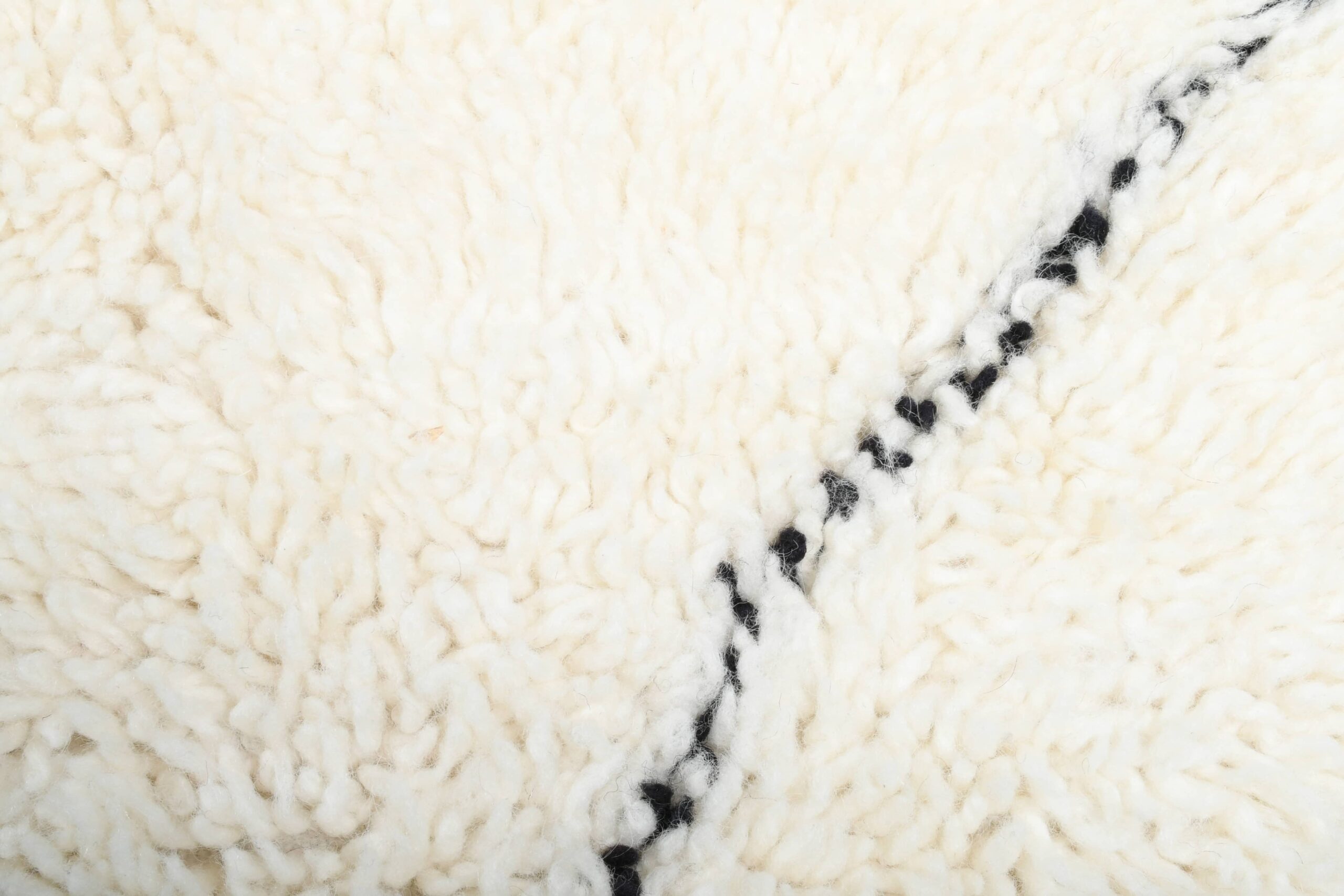 Moroccan Rug Handmade Wool 2x4 - Ivory Cream Black Minimalist Boho Area Rug for Bedroom Entryway Beni Ourain - الصورة 6