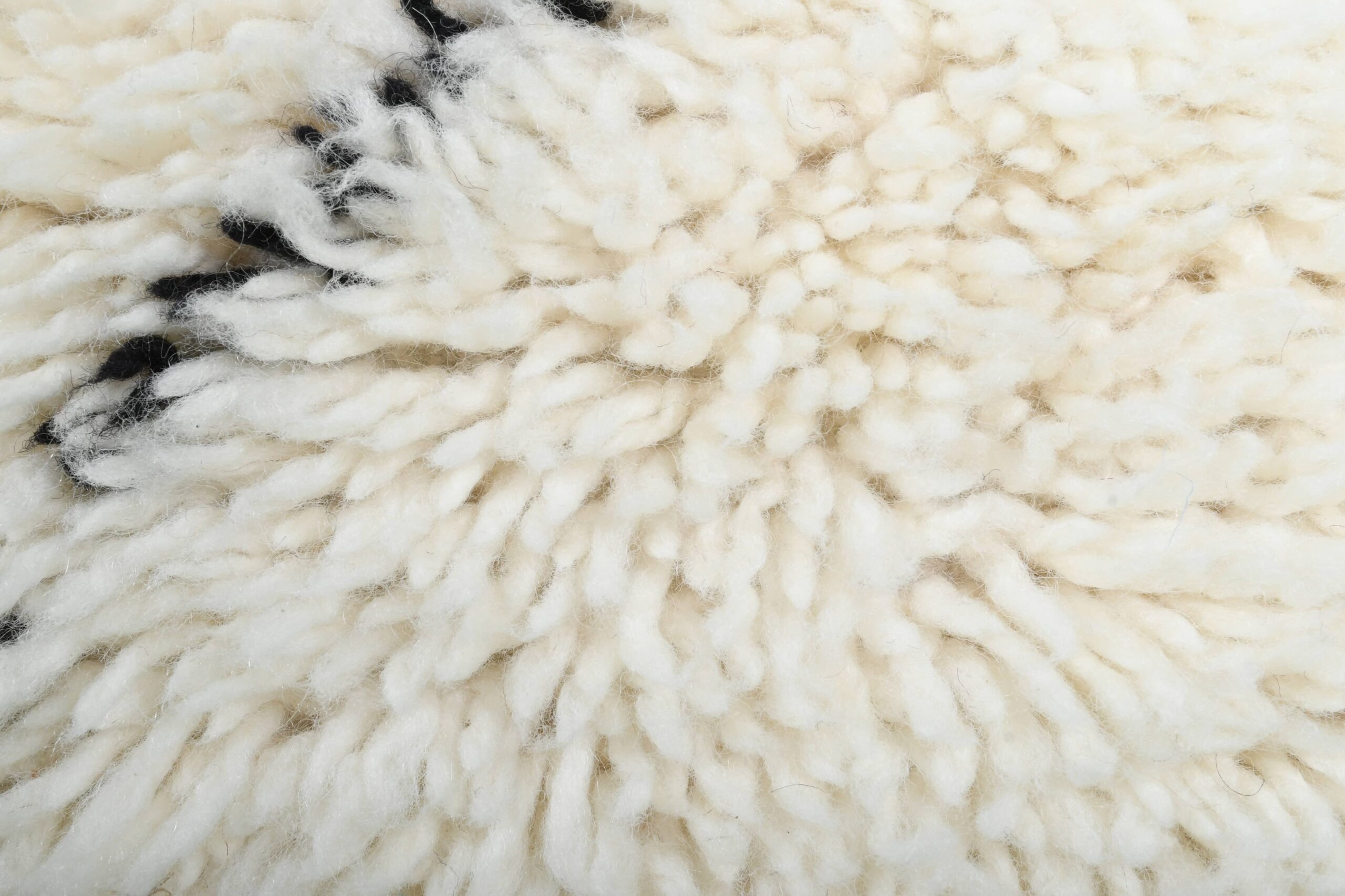 Moroccan Rug Handmade Wool 2x4 - Ivory Cream Black Minimalist Boho Area Rug for Bedroom Entryway Beni Ourain - الصورة 7