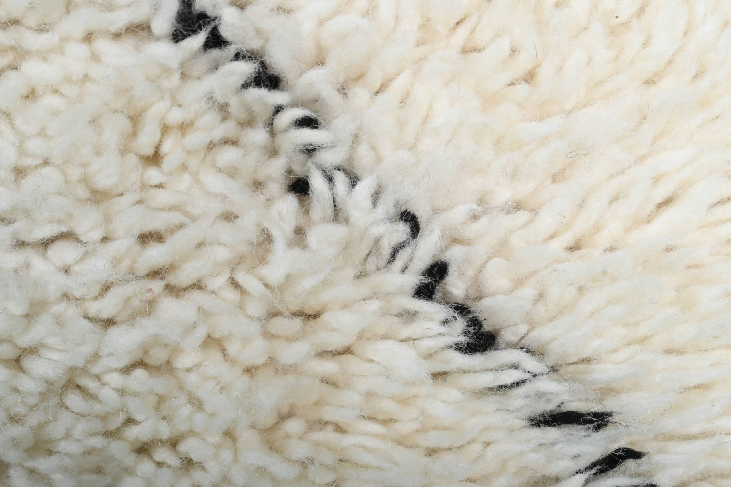 Moroccan Rug Handmade Wool 2x4 - Ivory Cream Black Minimalist Boho Area Rug for Bedroom Entryway Beni Ourain - الصورة 8