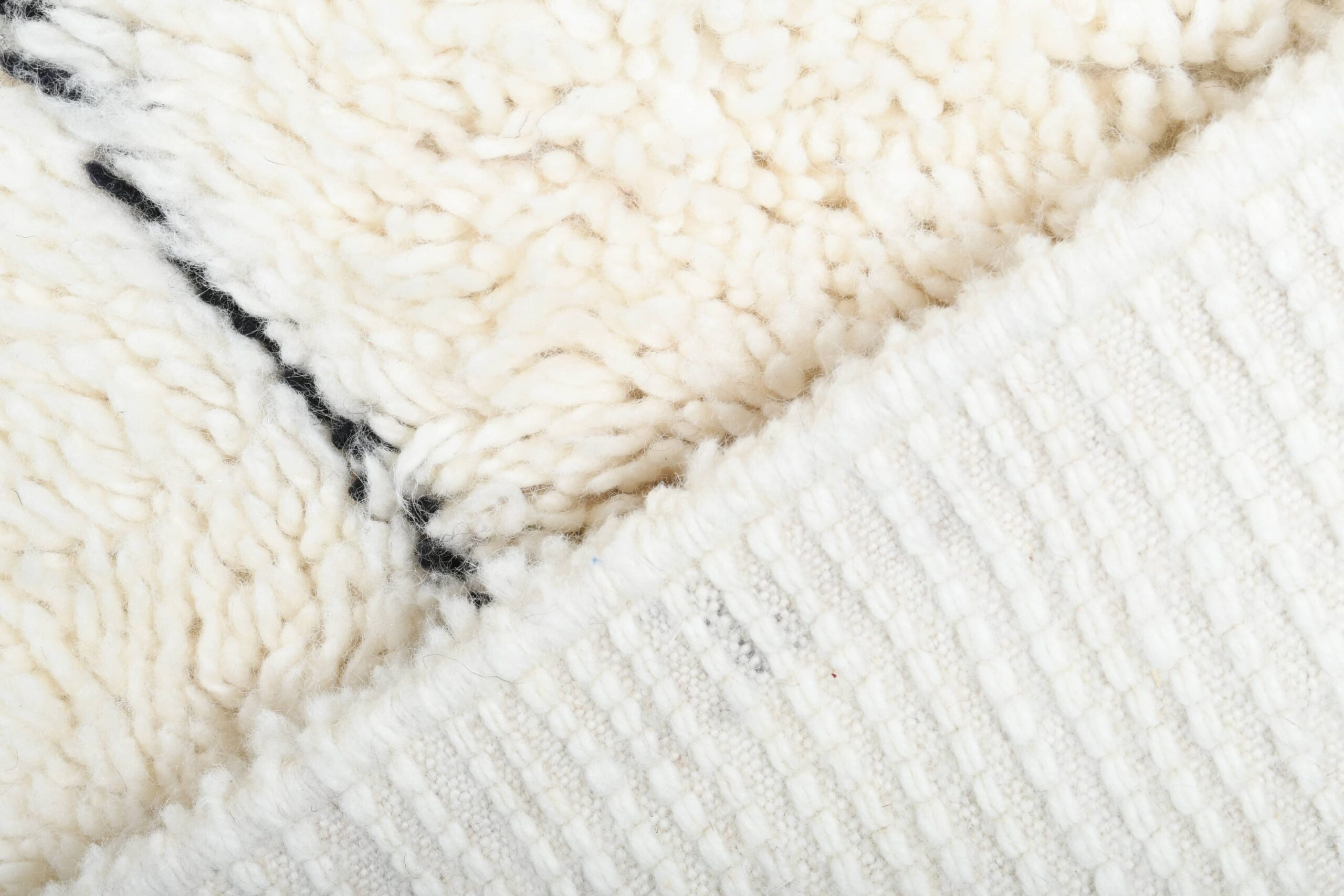 Moroccan Rug Handmade Wool 2x4 - Ivory Cream Black Minimalist Boho Area Rug for Bedroom Entryway Beni Ourain - الصورة 11