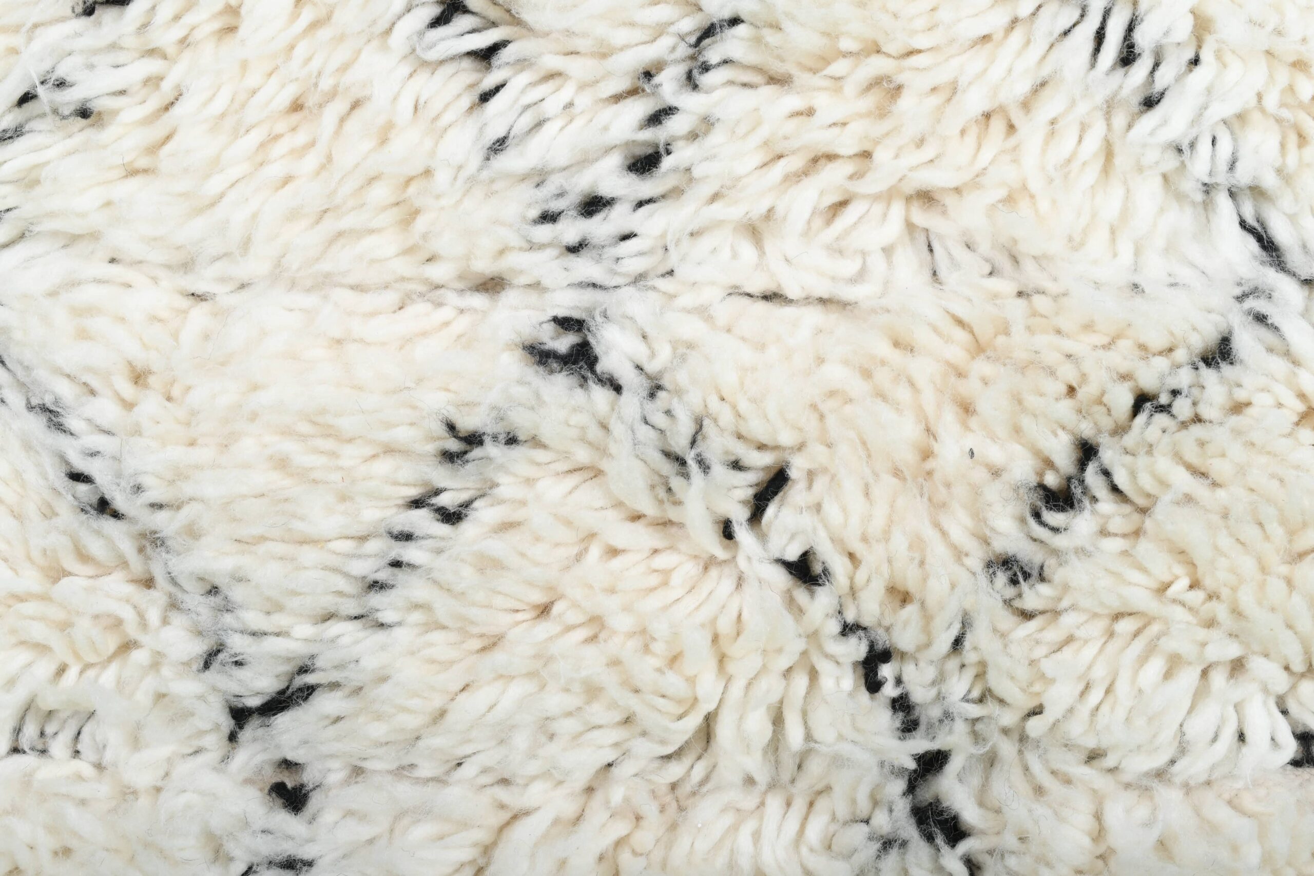 Moroccan Rug Handmade Wool 2x4 - Ivory Black Minimalist Boho Area Rug for Bedroom or Entryway Beni Ourain - الصورة 4