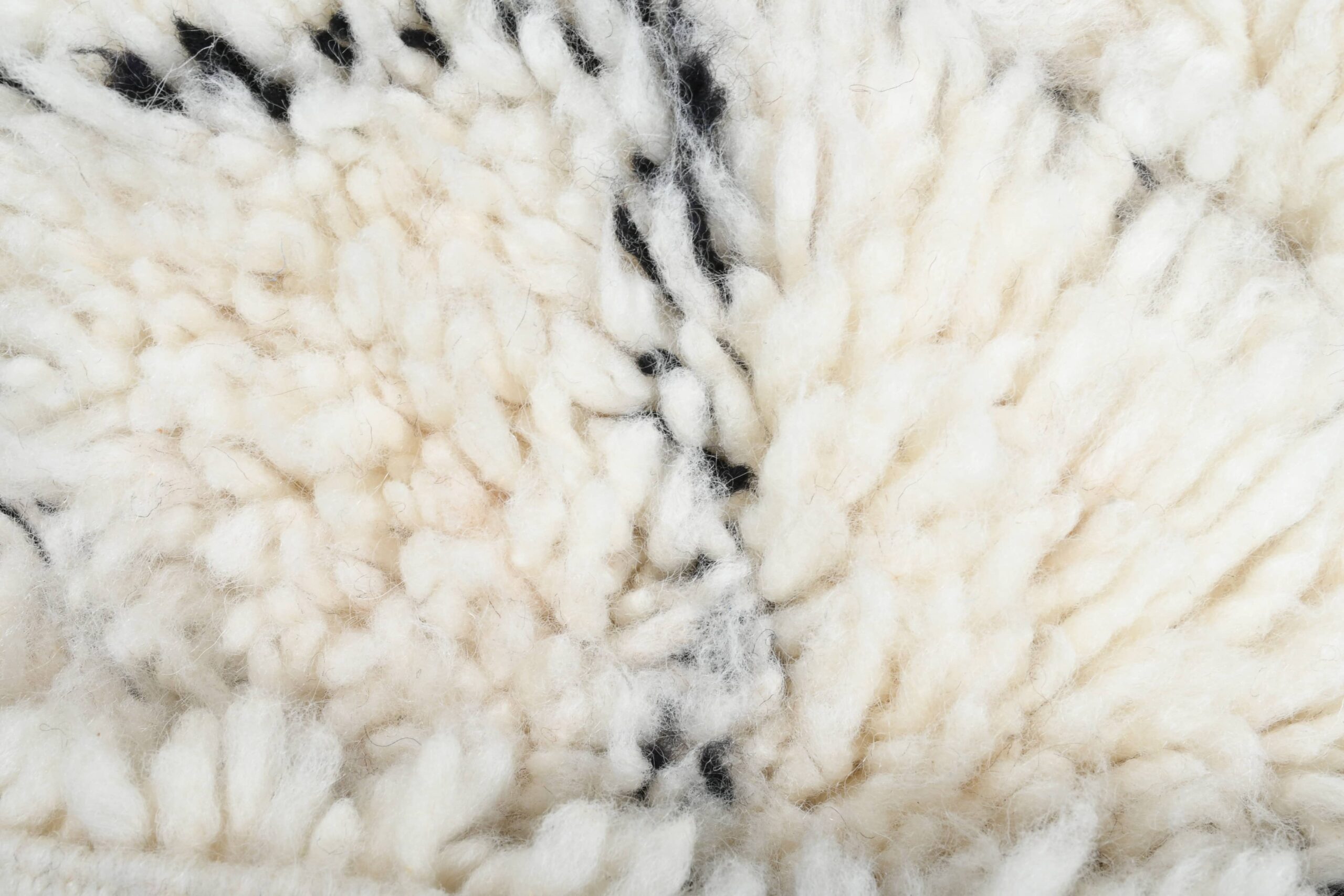 Moroccan Rug Handmade Wool 2x4 - Ivory Black Minimalist Boho Area Rug for Bedroom or Entryway Beni Ourain - الصورة 11