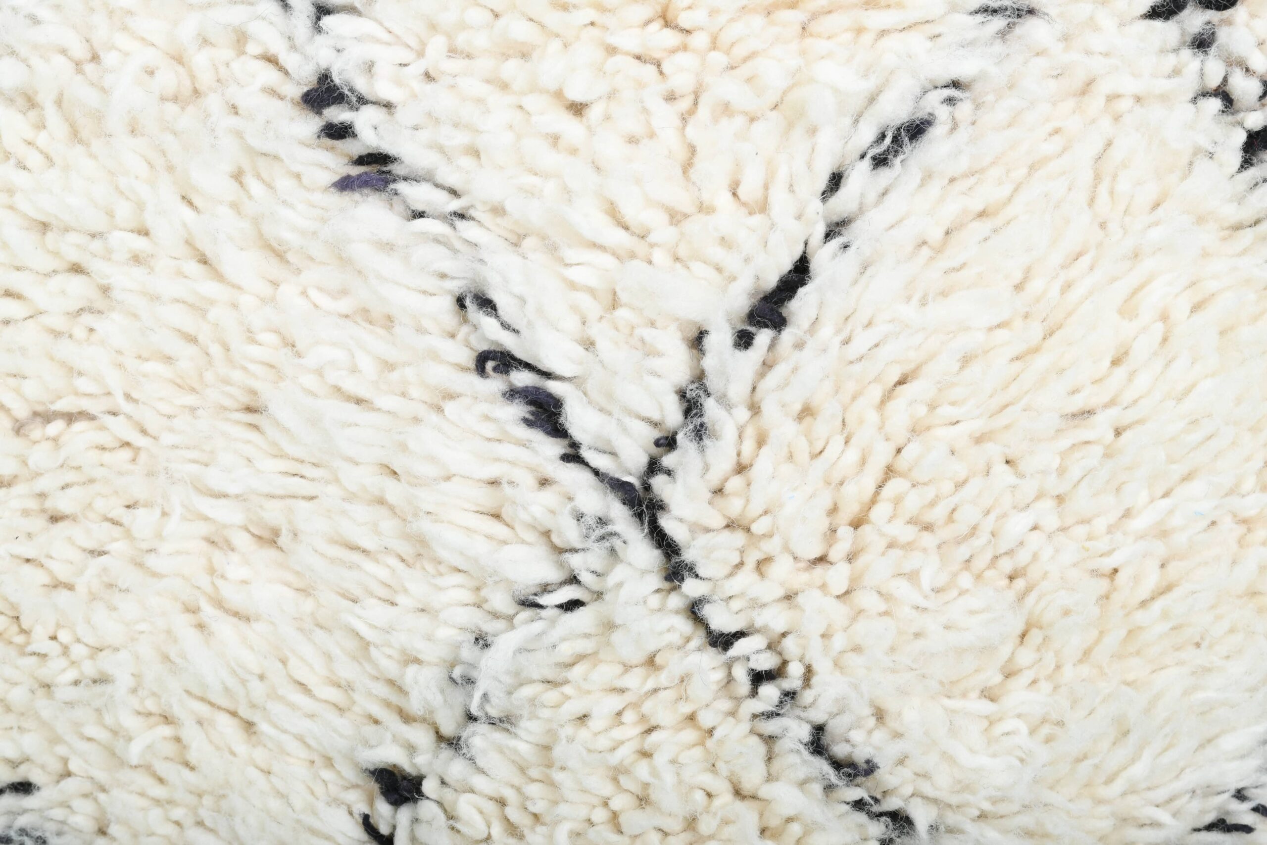 Moroccan Rug Handmade Wool 2x4 - Ivory Black Minimalist Boho Area Rug for Living Room Bedroom - Beni Ourain – Bild 3