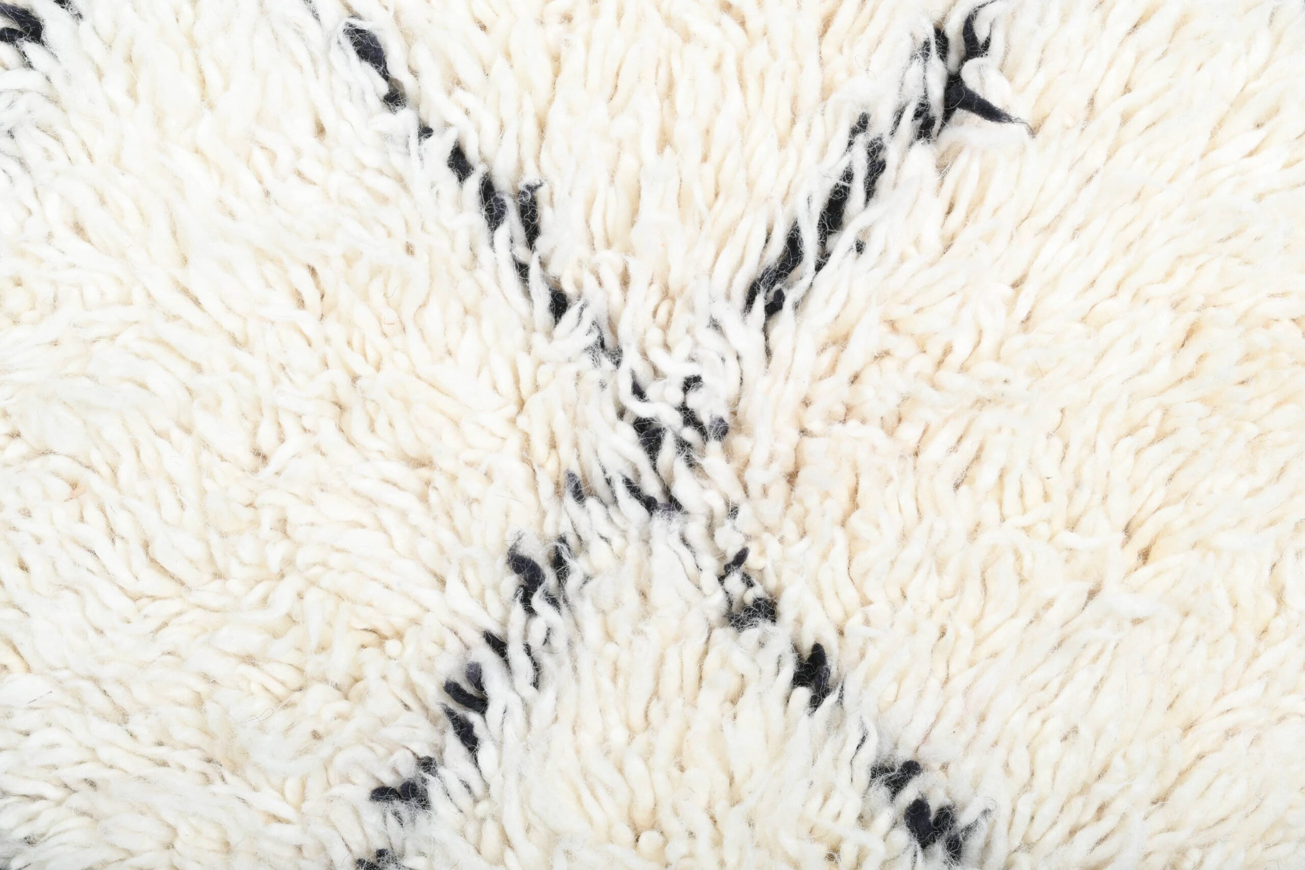 Moroccan Rug Handmade Wool 2x4 - Ivory Black Minimalist Boho Area Rug for Living Room Bedroom - Beni Ourain – Bild 4