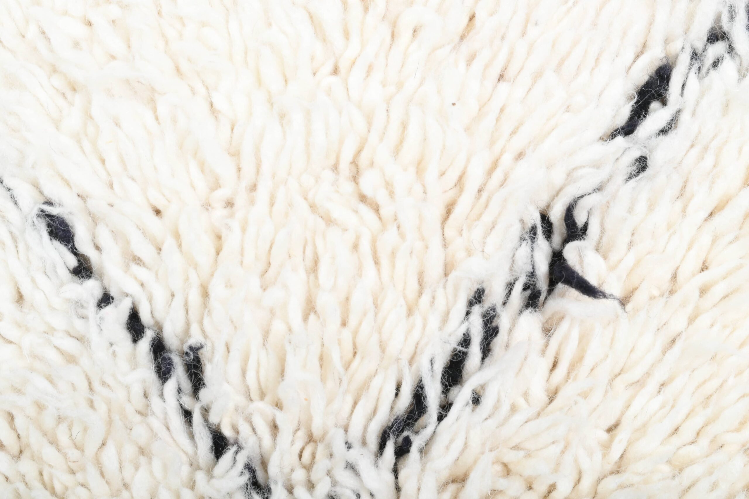 Moroccan Rug Handmade Wool 2x4 - Ivory Black Minimalist Boho Area Rug for Living Room Bedroom - Beni Ourain – Bild 6