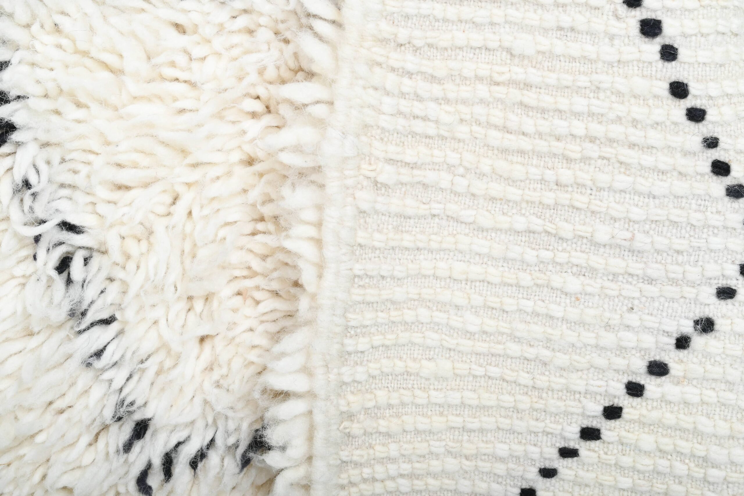 Moroccan Rug Handmade Wool 2x4 - Ivory Black Minimalist Boho Area Rug for Living Room Bedroom - Beni Ourain – Bild 10