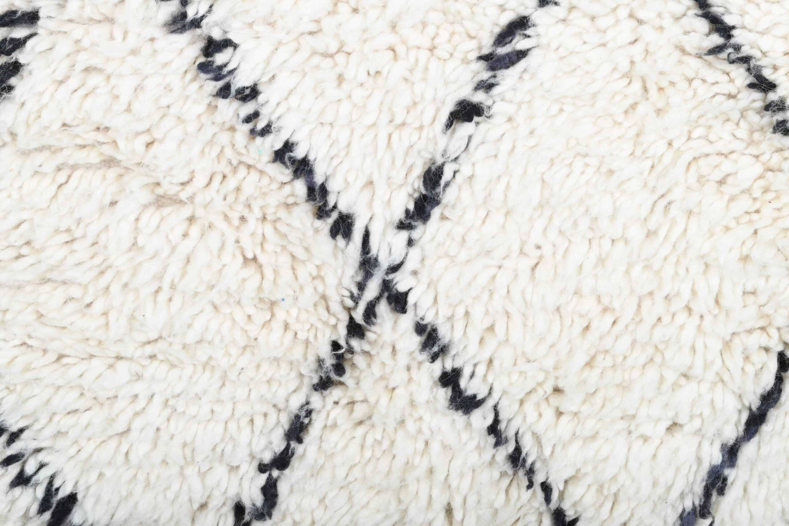 Moroccan Rug Handmade Wool 2x4 - Ivory Black Minimalist Boho Area Rug for Bedroom Entryway Beni Ourain - Imagen 3