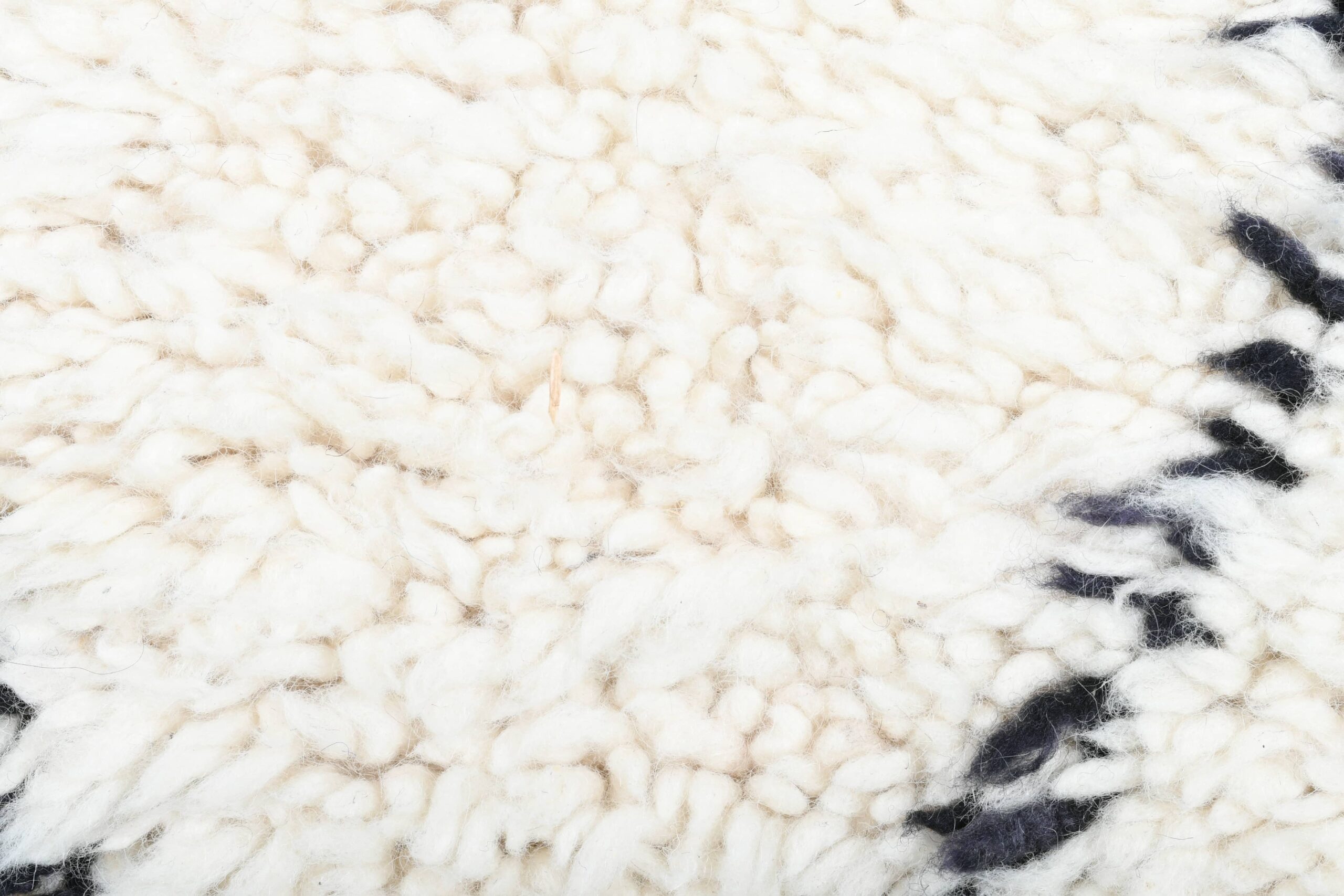 Moroccan Rug Handmade Wool 2x4 - Ivory Black Minimalist Boho Area Rug for Bedroom Entryway Beni Ourain - Imagen 6