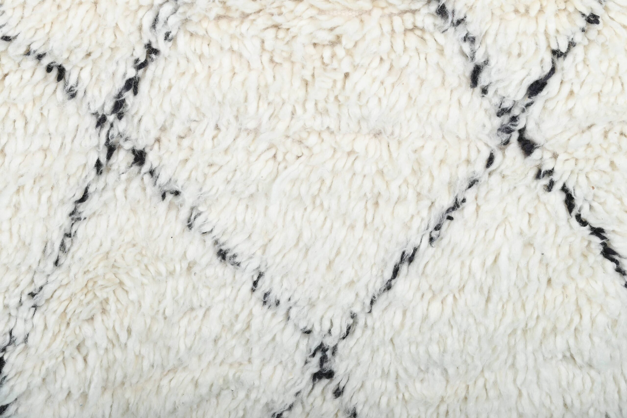 Moroccan Rug Handmade Wool 2x4 - Ivory Black Minimalist Boho Area Rug for Bedroom Entryway Beni Ourain - Image 5