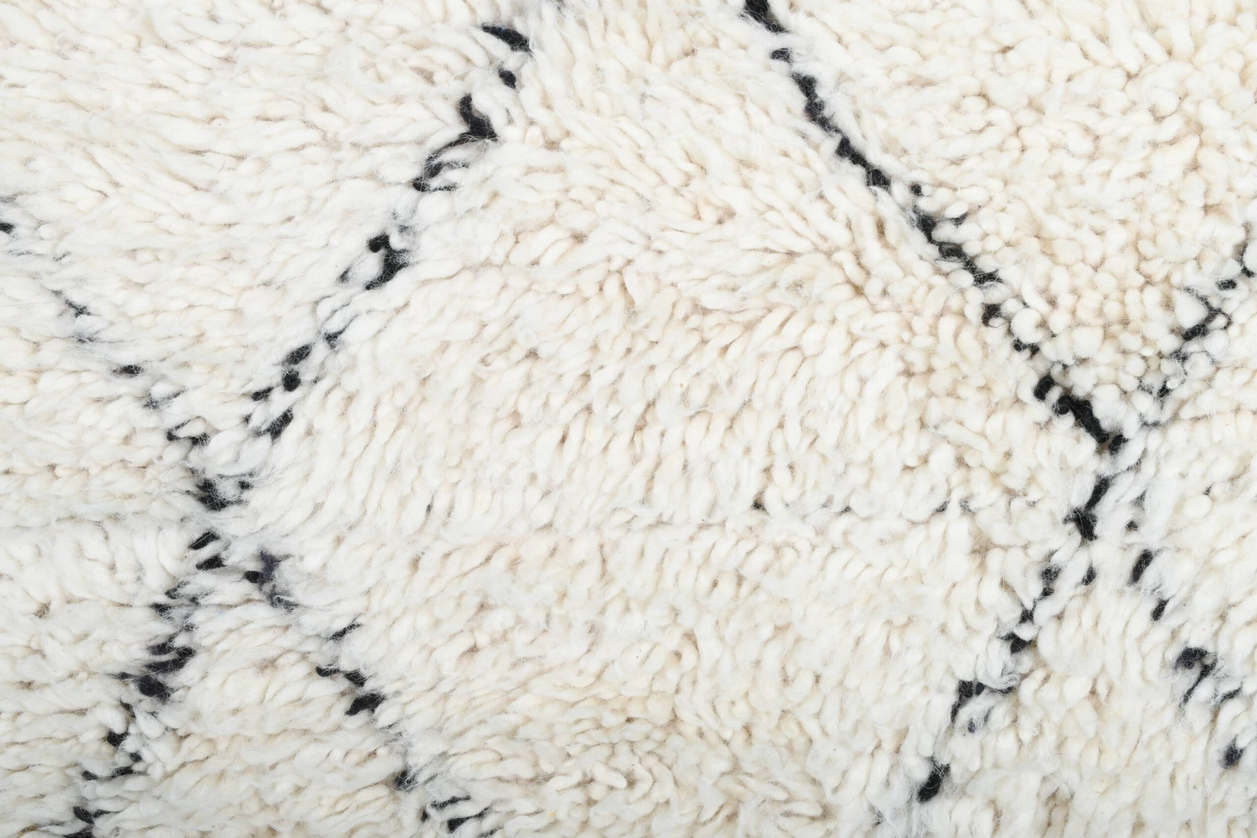 Moroccan Rug Handmade Wool 2x4 - Ivory Black Minimalist Boho Area Rug for Bedroom Entryway Beni Ourain - Image 6