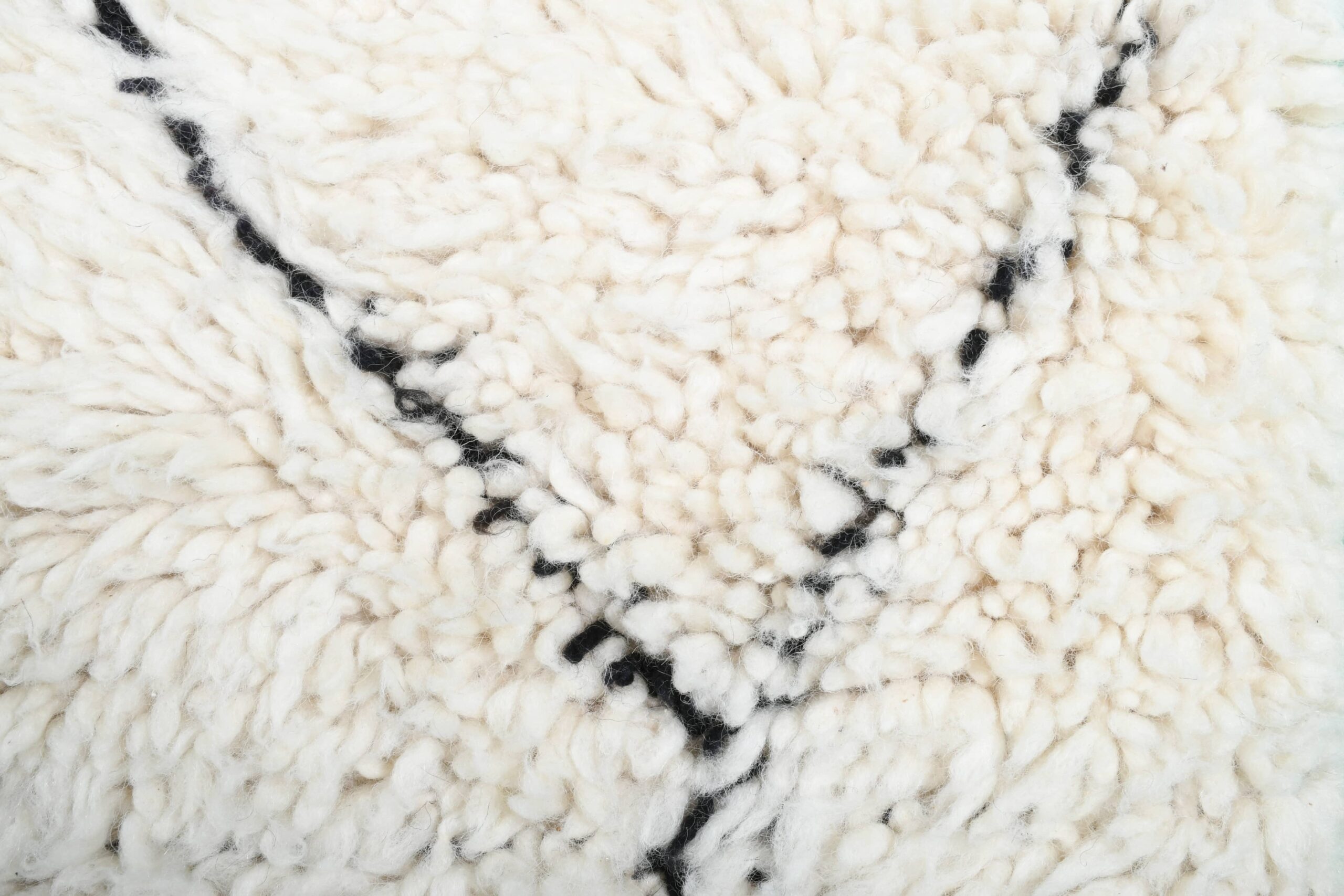 Moroccan Rug Handmade Wool 2x4 - Ivory Black Minimalist Boho Area Rug for Bedroom Entryway Beni Ourain - Image 7