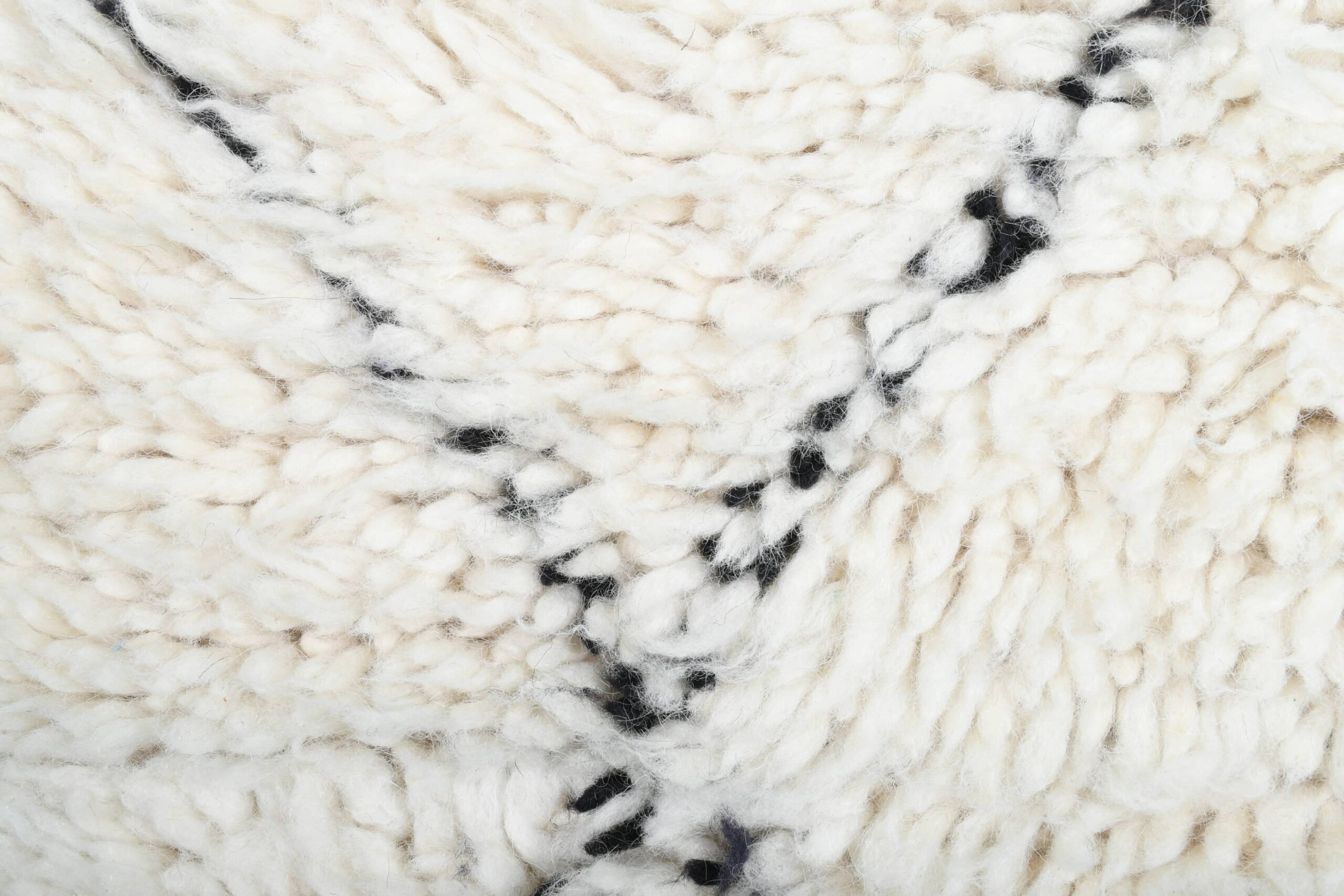 Moroccan Rug Handmade Wool 2x4 - Ivory Black Minimalist Boho Area Rug for Bedroom Entryway Beni Ourain - Image 8