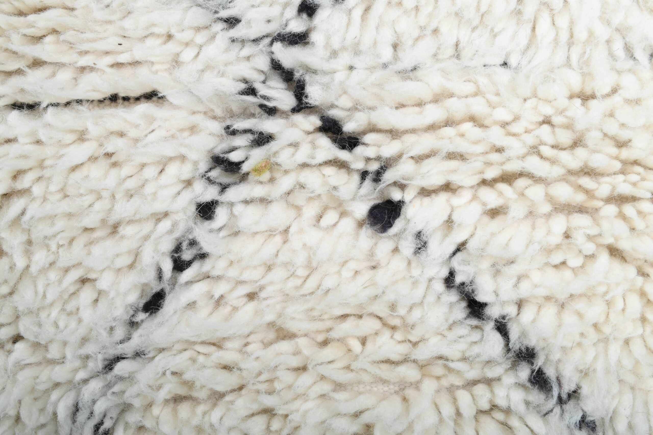 Moroccan Rug Handmade Wool 2x4 - Ivory Black Minimalist Boho Area Rug for Bedroom Entryway Beni Ourain - Image 9