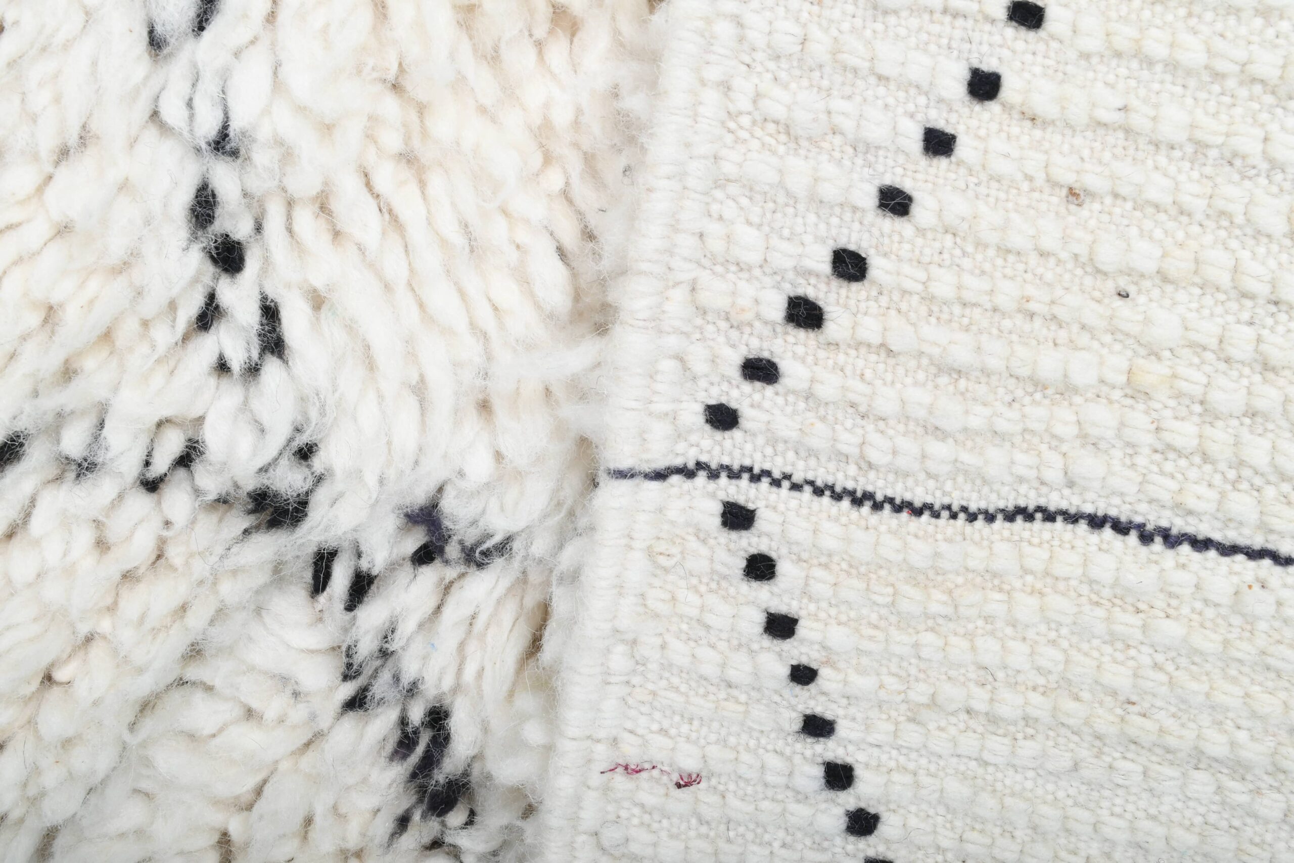 Moroccan Rug Handmade Wool 2x4 - Ivory Black Minimalist Boho Area Rug for Bedroom Entryway Beni Ourain - Image 10