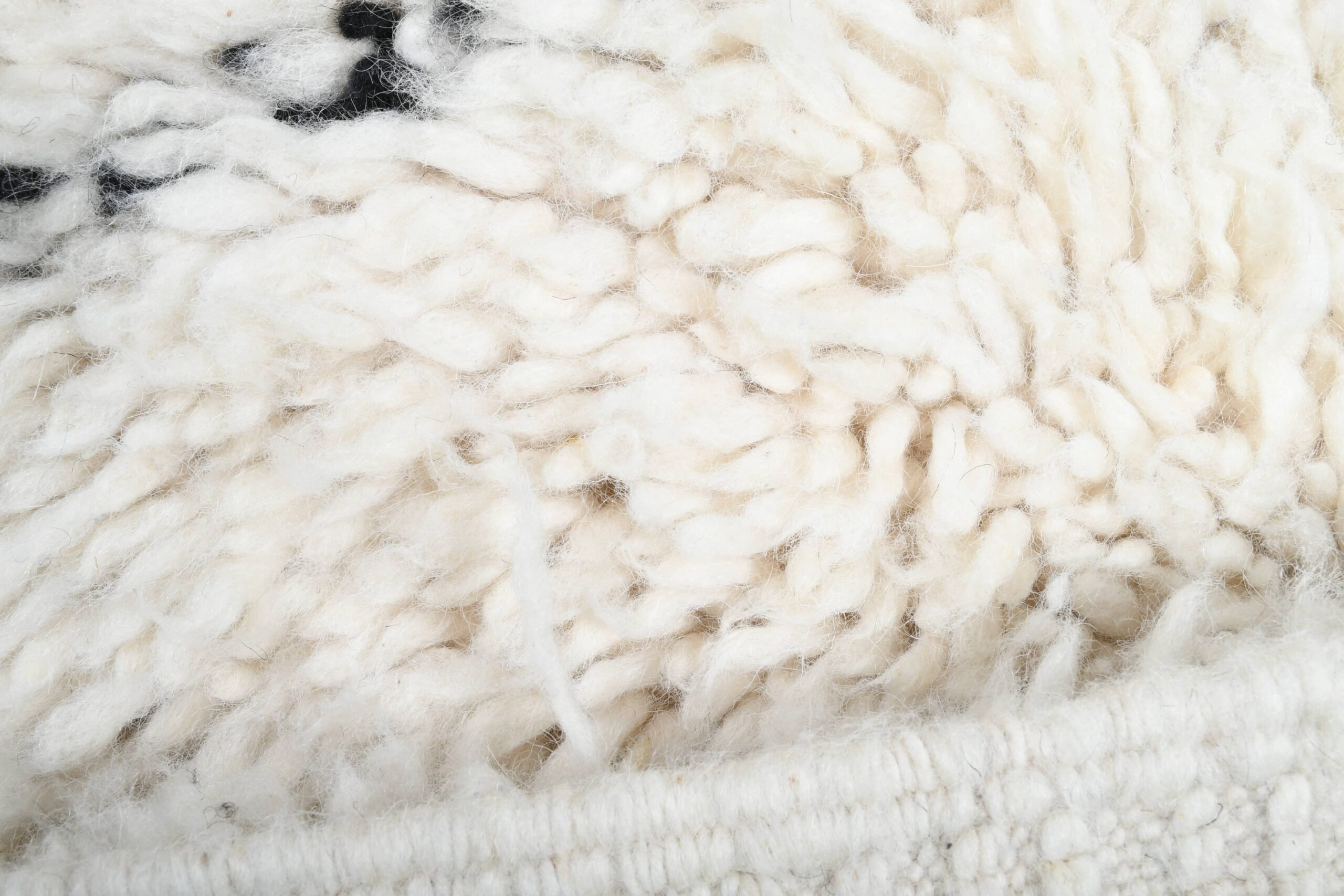 Moroccan Rug Handmade Wool 2x4 - Ivory Black Minimalist Boho Area Rug for Bedroom Entryway Beni Ourain - Image 11