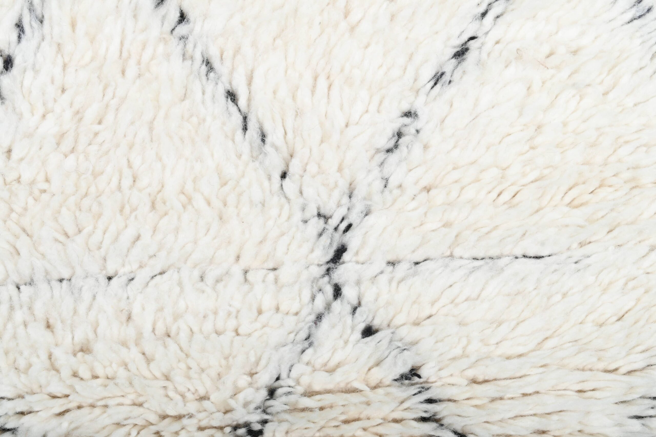 Moroccan Rug Handmade Wool 2x4 - Ivory Black Minimalist Boho Area Rug for Bedroom Entryway - Beni Ourain - 画像3