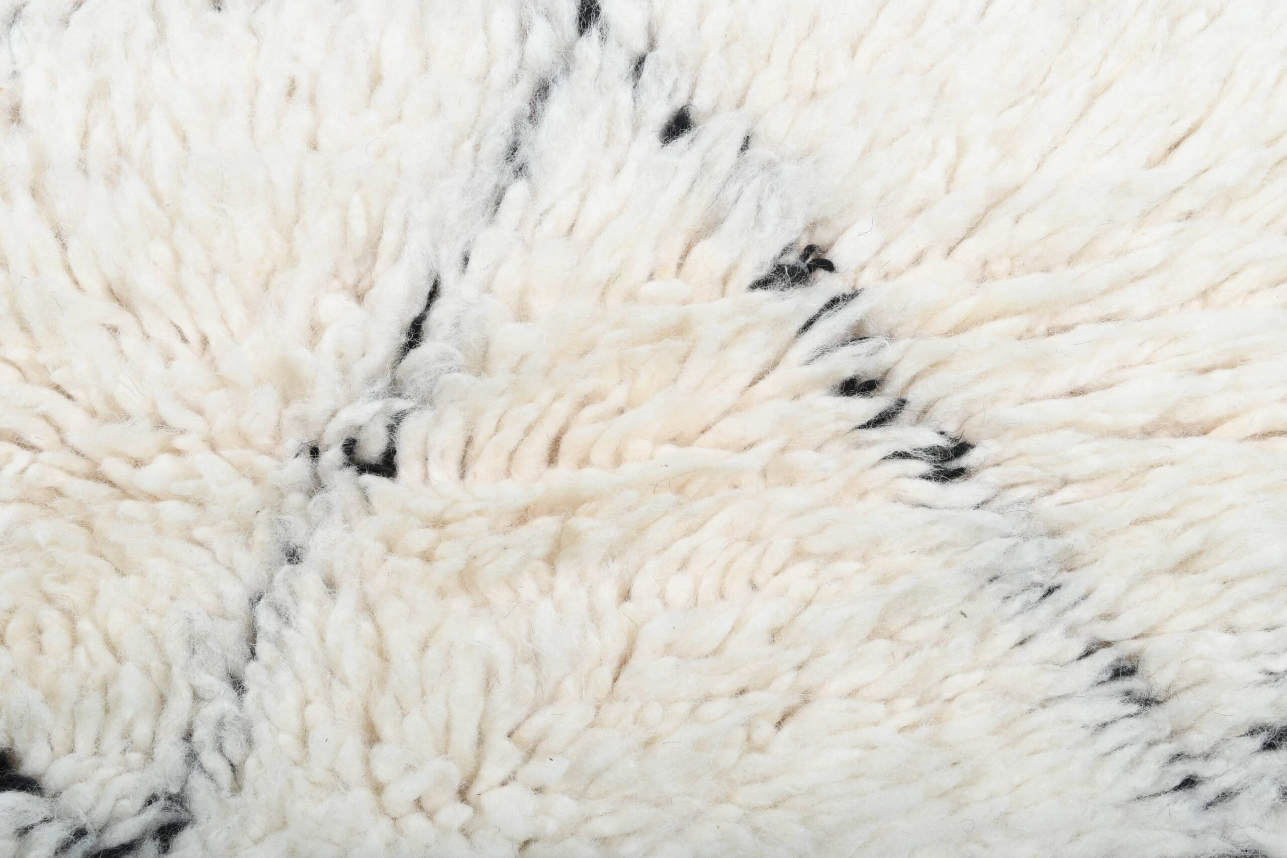 Moroccan Rug Handmade Wool 2x4 - Ivory Black Minimalist Boho Area Rug for Bedroom Entryway - Beni Ourain - 画像5