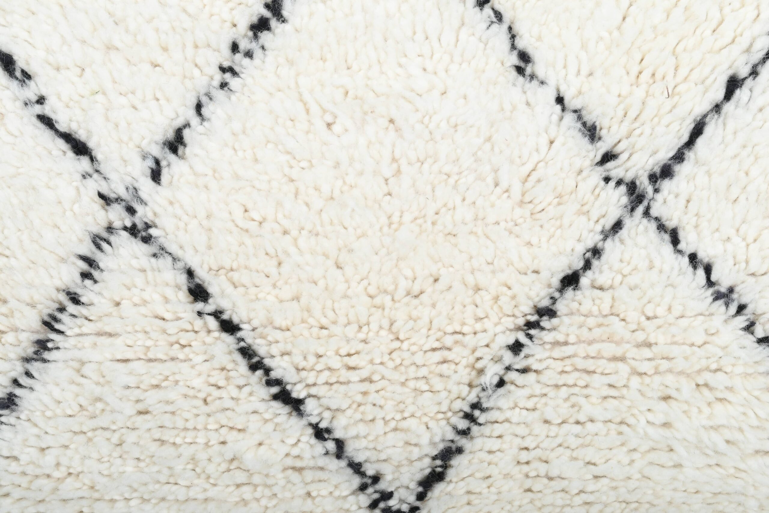 Moroccan Rug Handmade Wool 3x5 - Ivory Black Diamond Minimalist Boho Area Rug for Living Room Bedroom Beni Ourain - Image 3