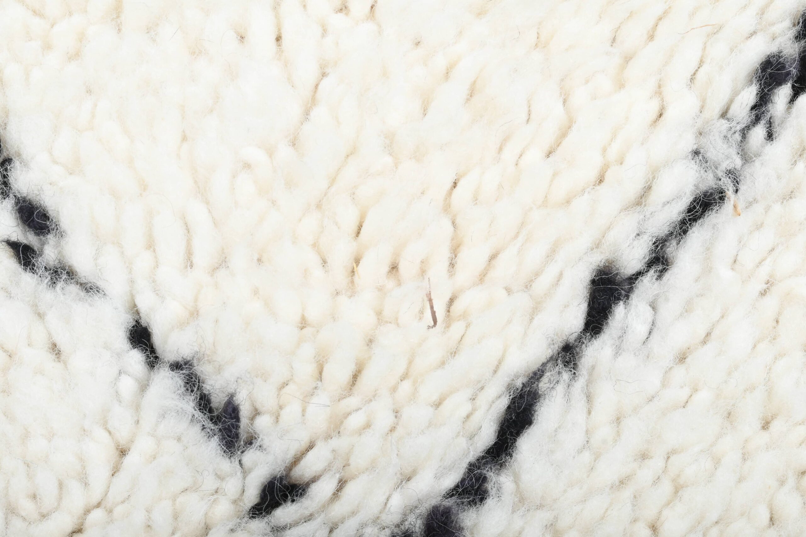 Moroccan Rug Handmade Wool 3x5 - Ivory Black Diamond Minimalist Boho Area Rug for Living Room Bedroom Beni Ourain - Image 6